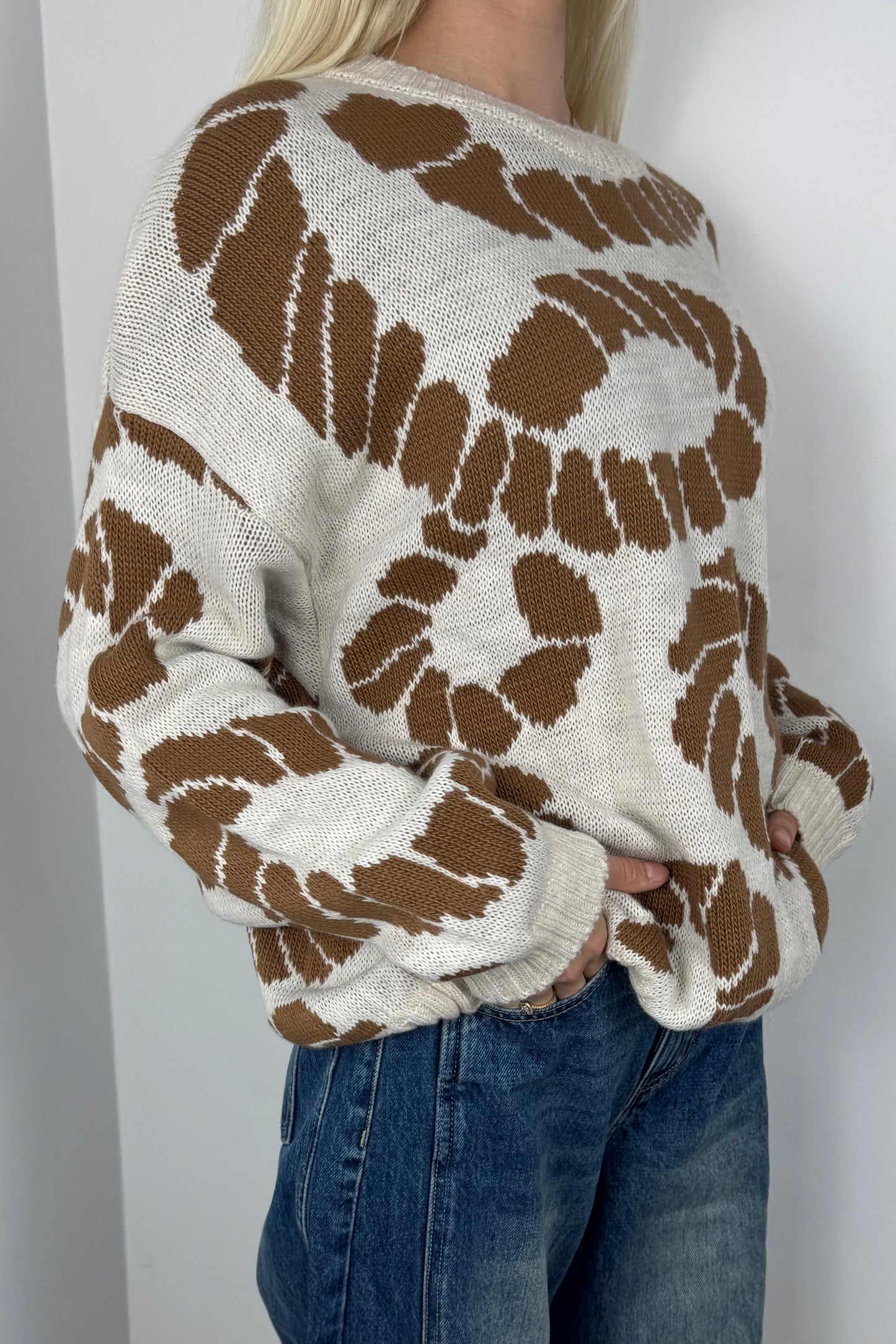 Pullover mit modernem Muster-Beige