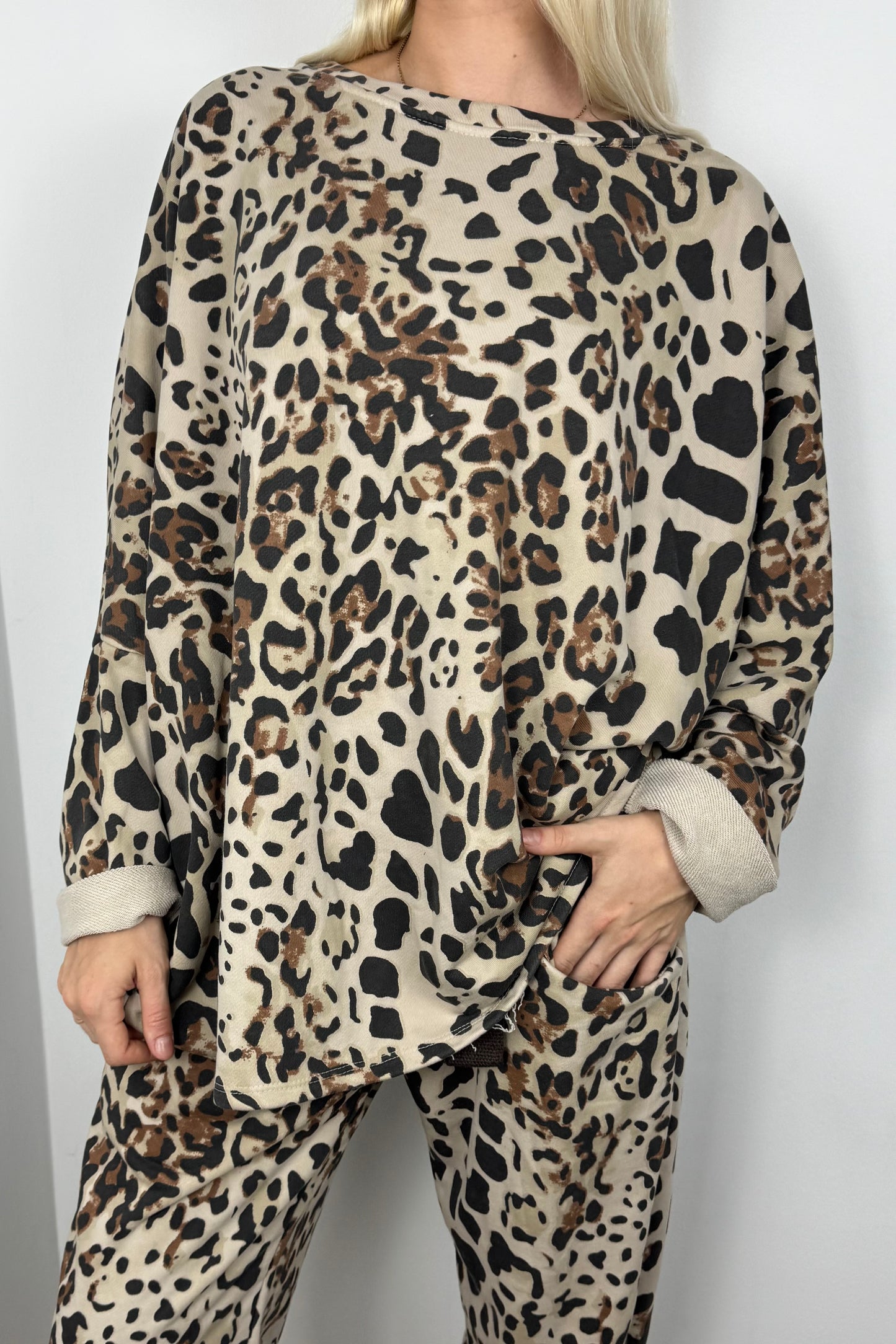 Oversize-Shirt mit Animal-Print-Schwarz