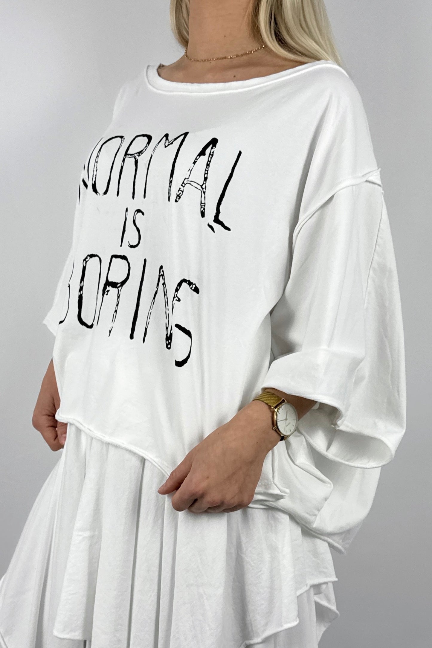 Oversize Shirt mit Statement Print-Weiß