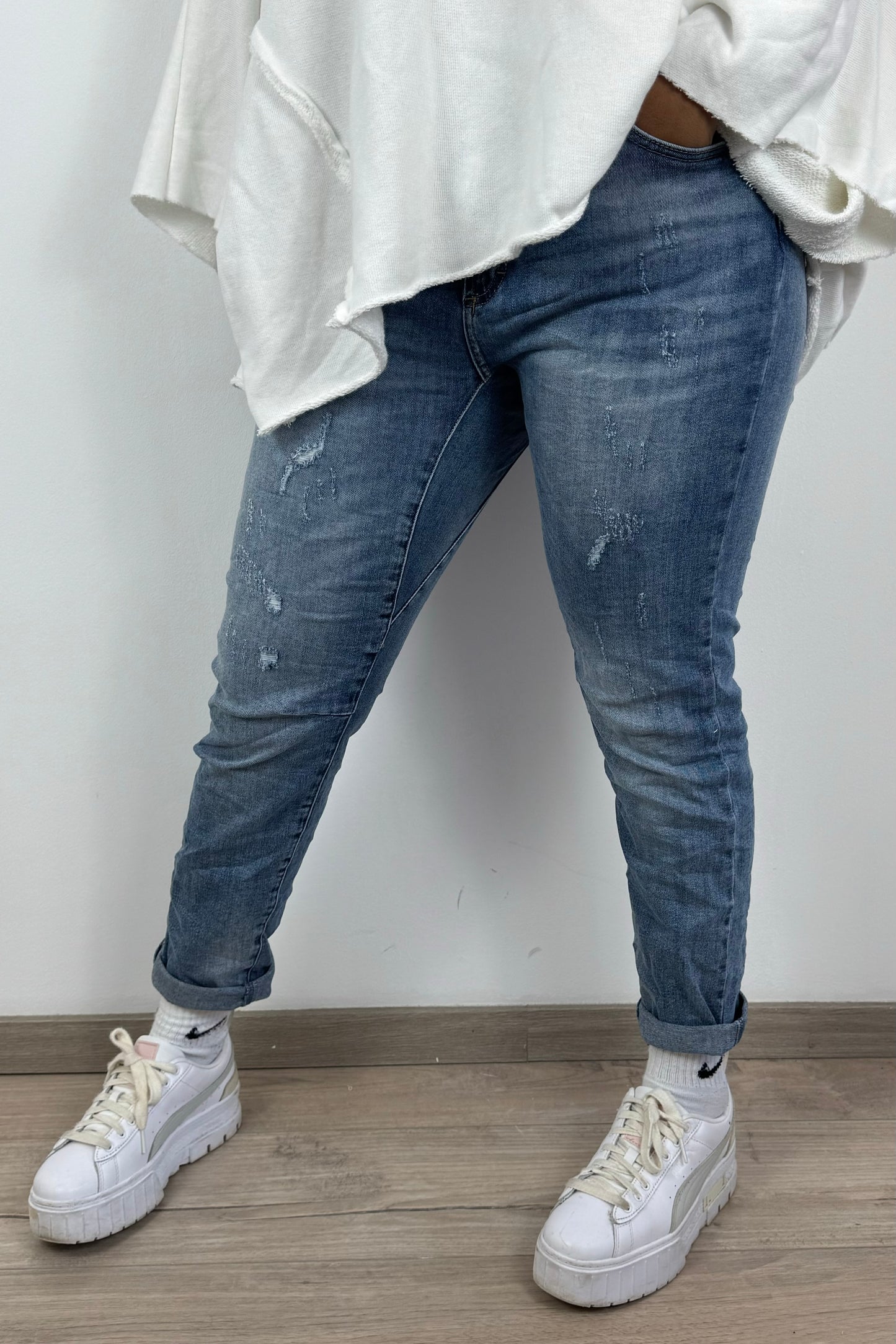 Stretch-Damenjeans mit Kordelzug – sportlich & bequem