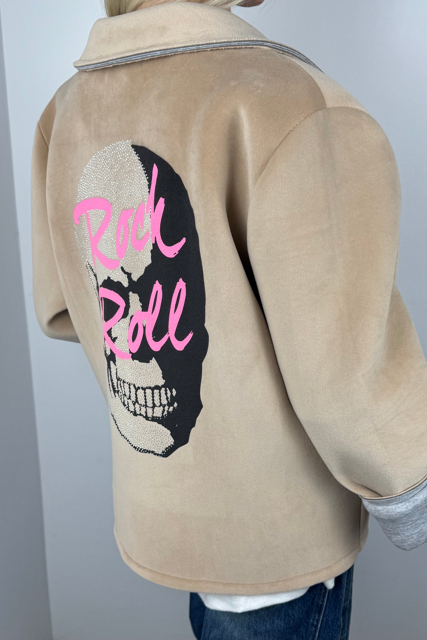 Jacke mit Reißverschluss und Rock & Roll Print-Cammel