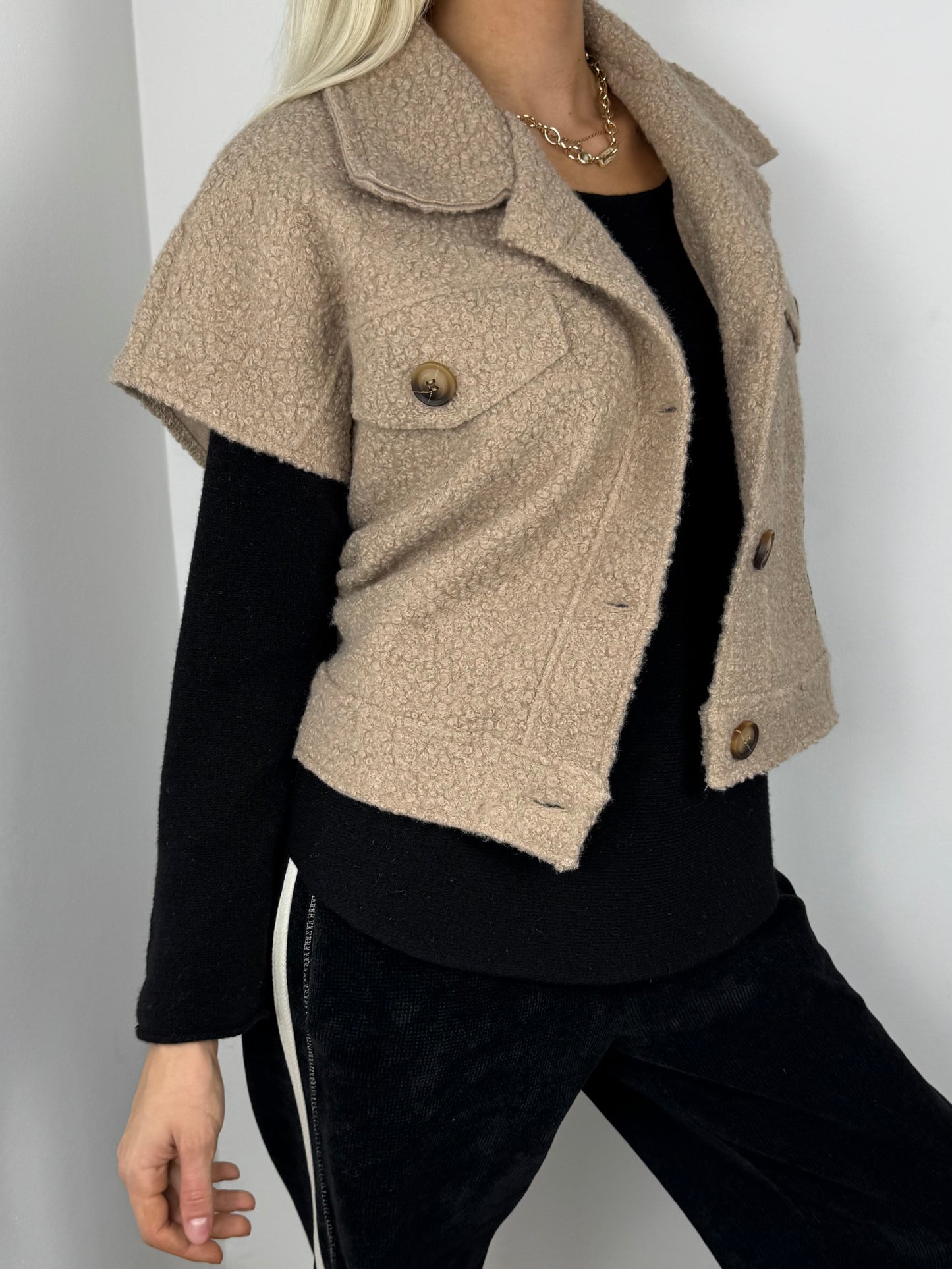 Stylische Weste mit Leoparden-Print-Beige