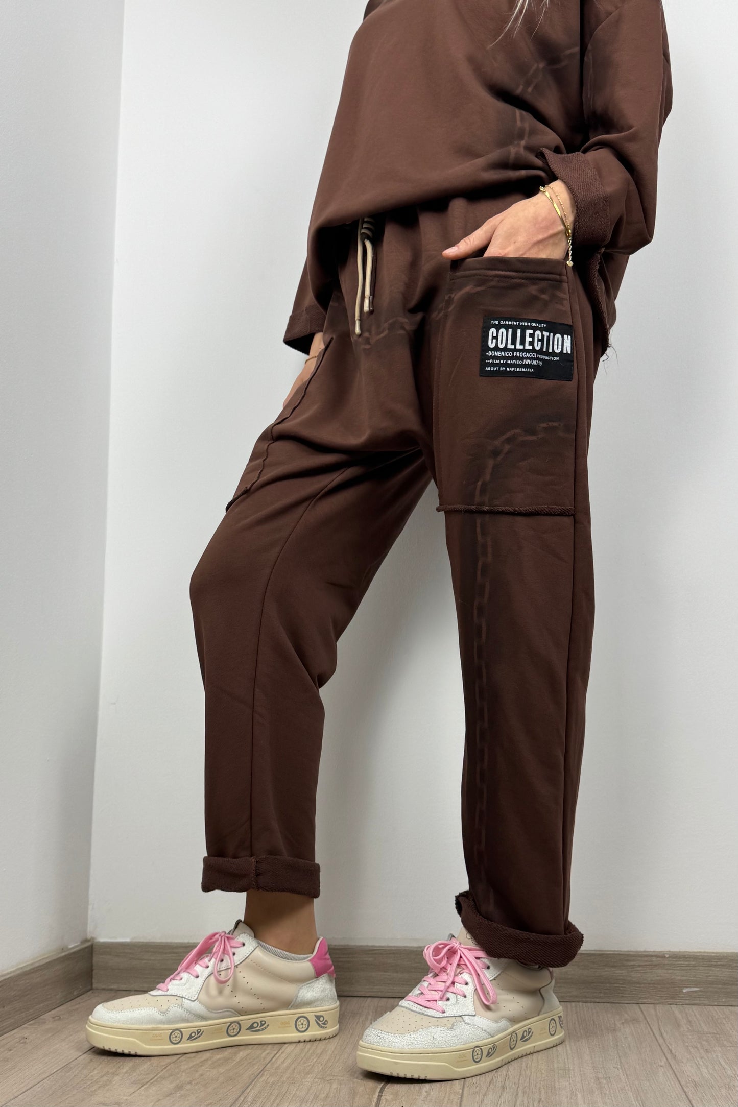Hose mit Ketten-Print und Taschen –Choco