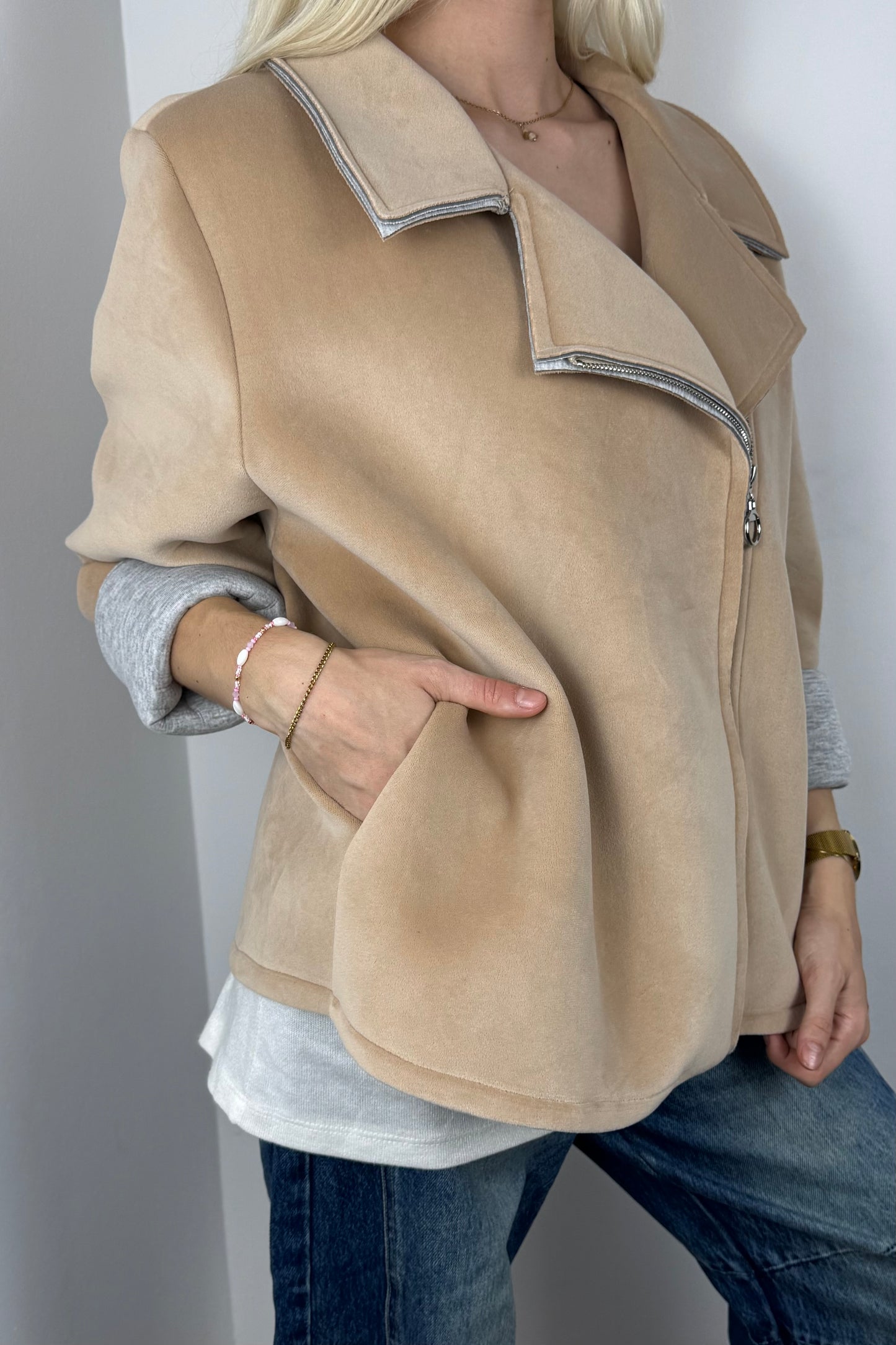 Jacke mit Reißverschluss und Rock & Roll Print-Cammel