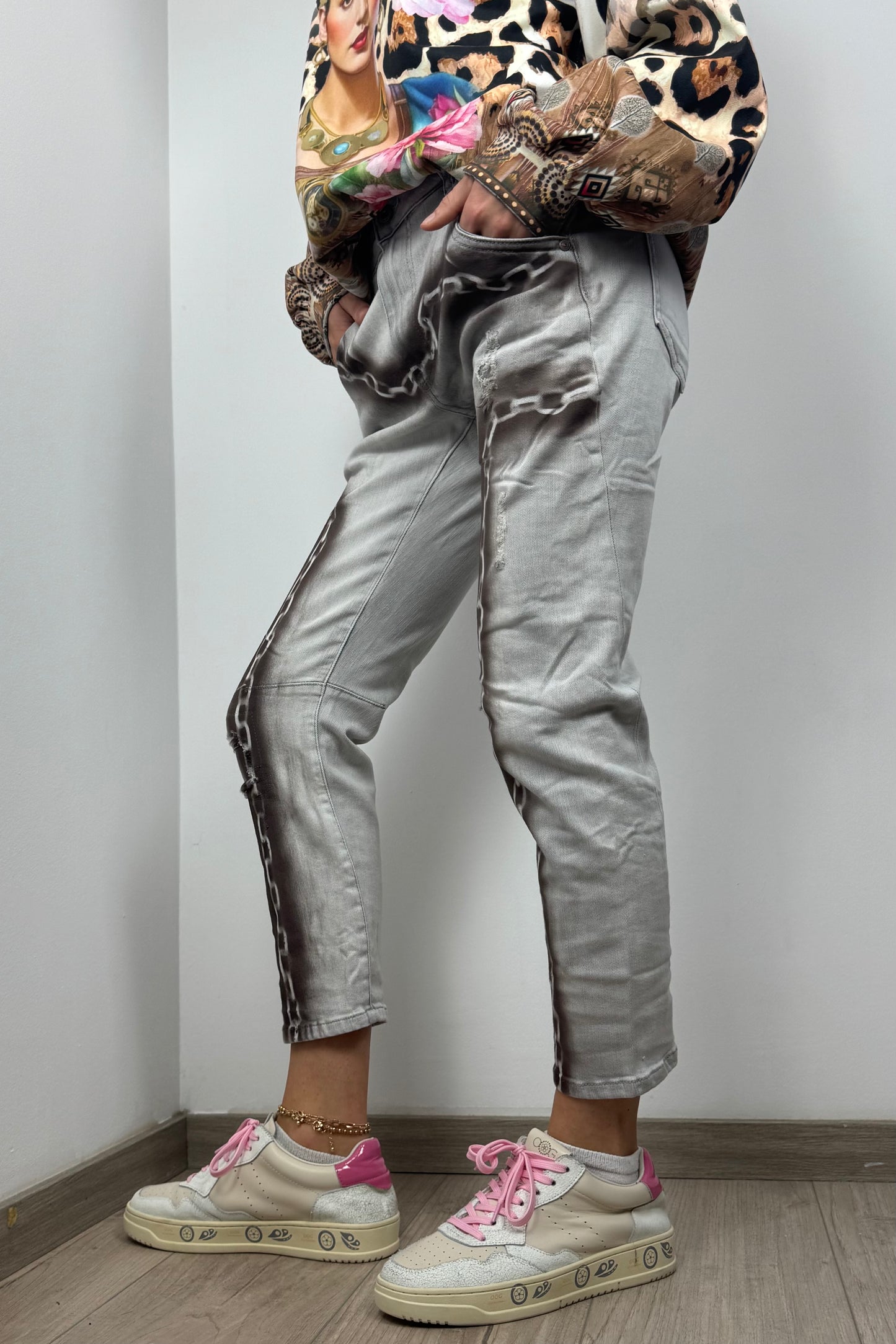 Stylische Jeans mit Ketten-Print – Slim Fit