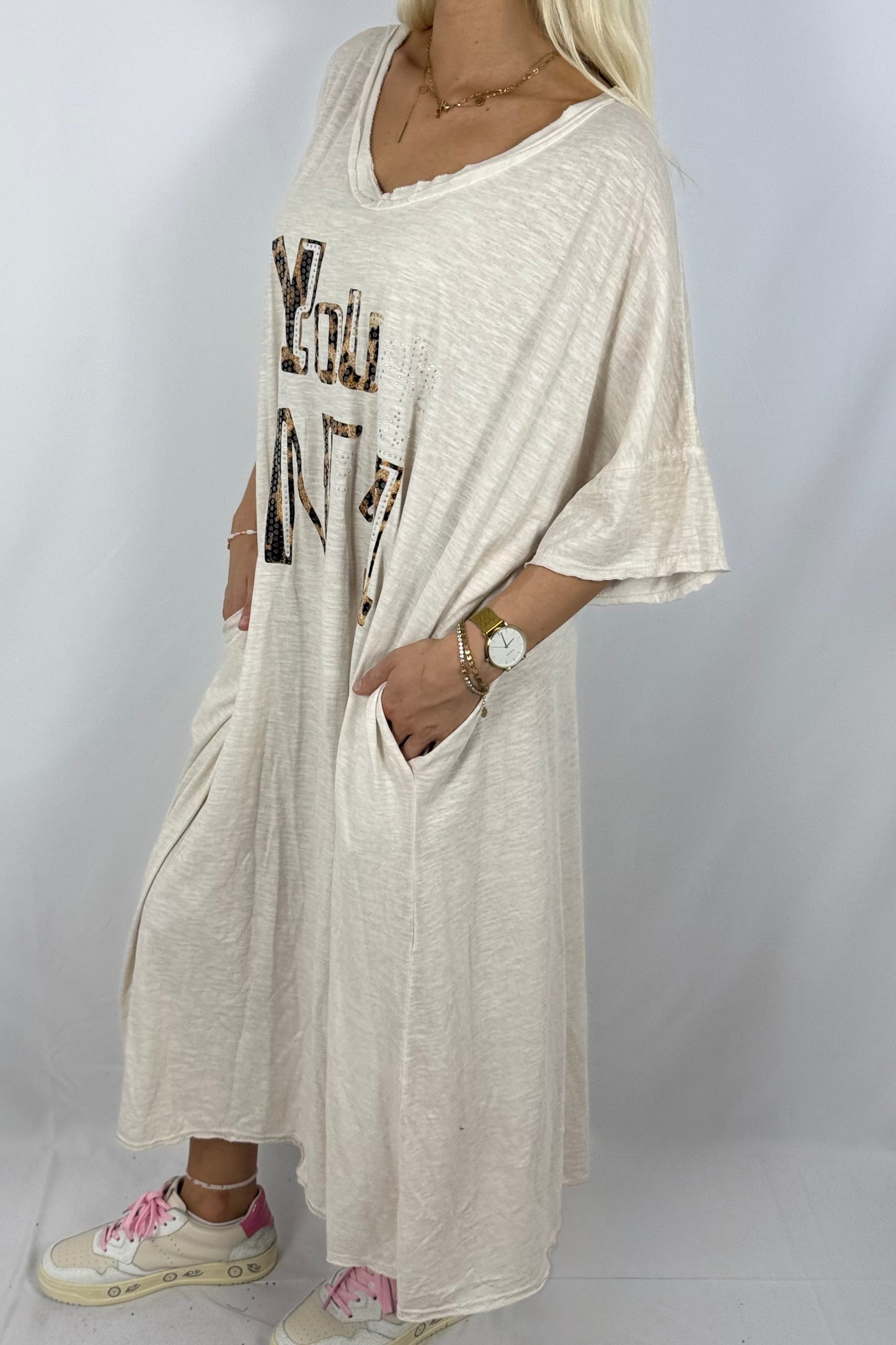 Kleid „You N°1“ mit Leo-Print-Beige