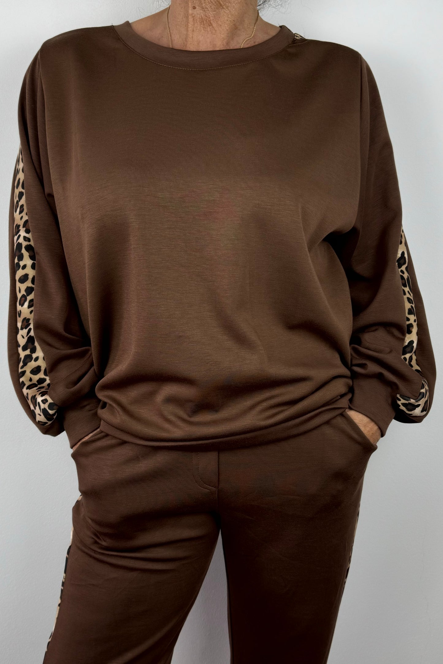 Sweatshirt mit Animal-Streifen an den Ärmeln