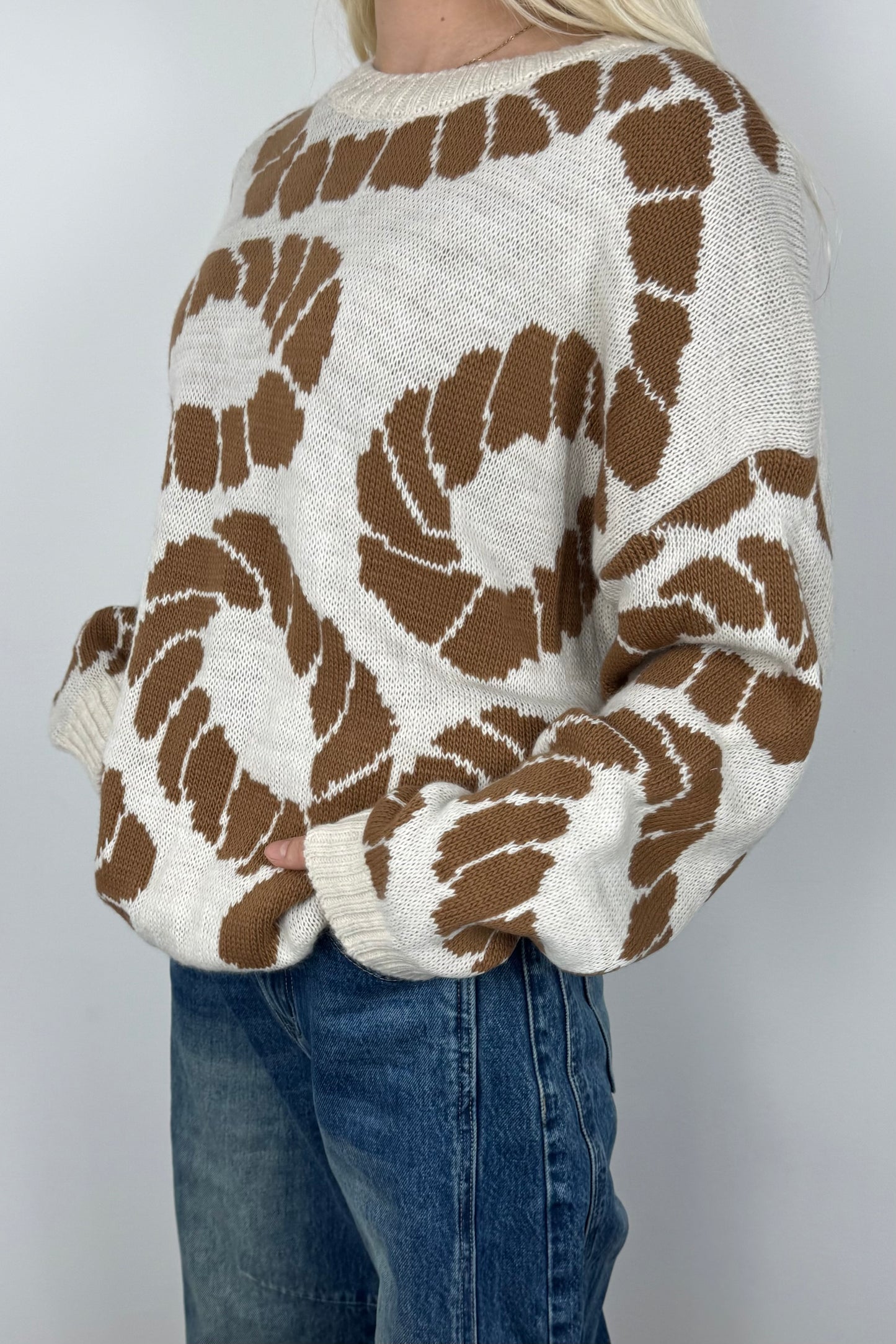 Pullover mit modernem Muster-Beige