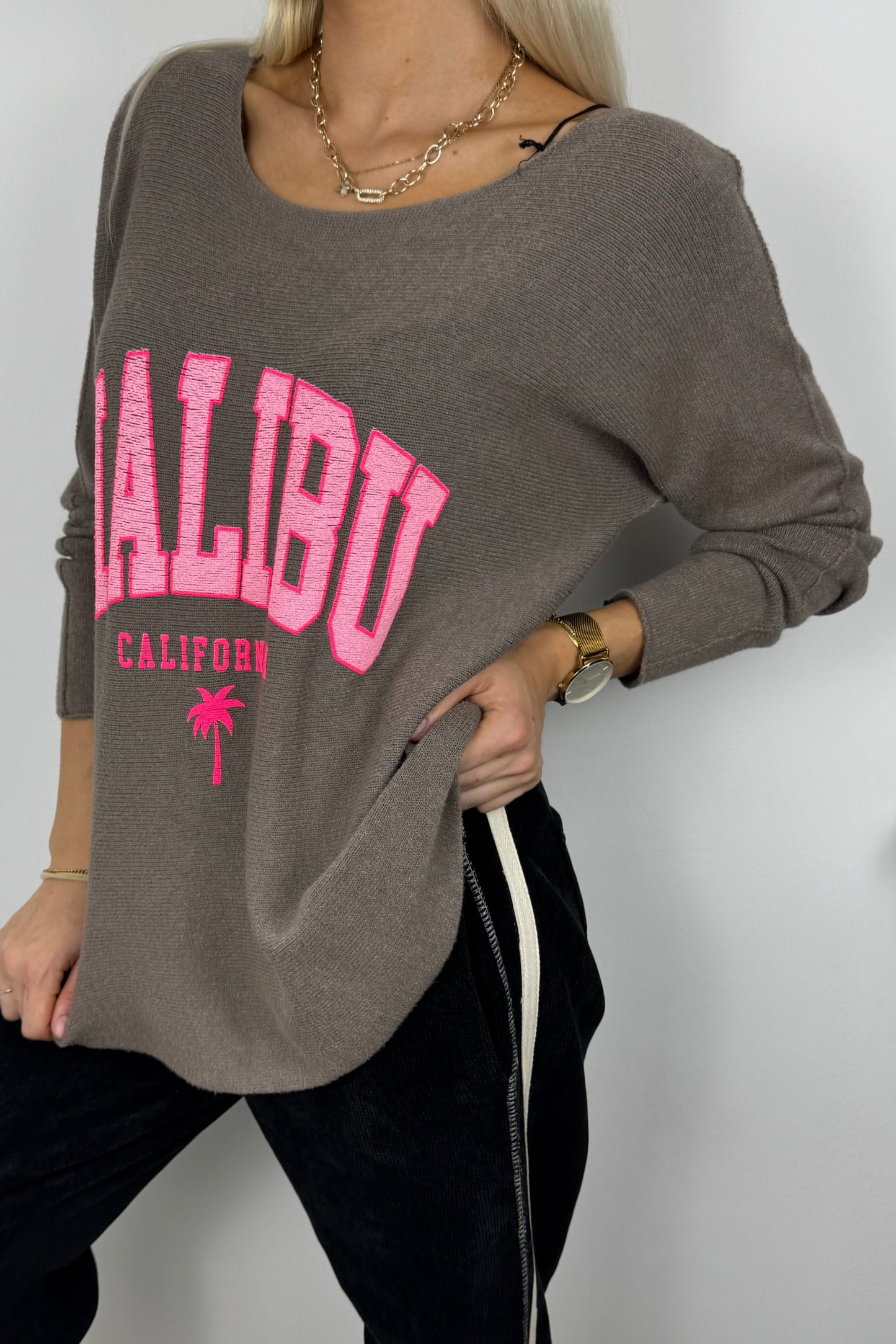 Damen Shirt mit Malibu-Print und lockerem Schnitt-Mud