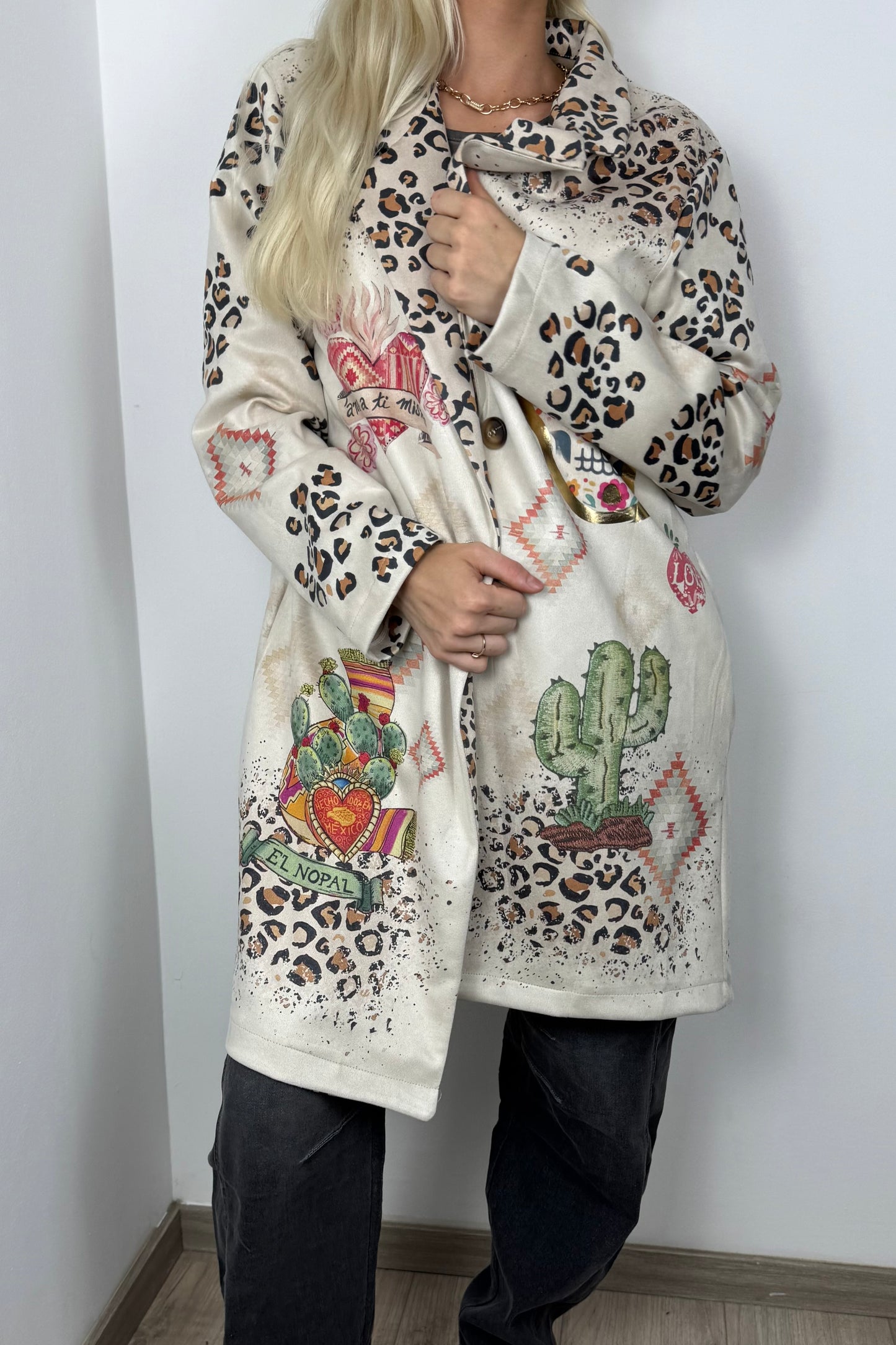 Mantel „Sugar Skull & Cactus“ im Boho-Mexico Style
