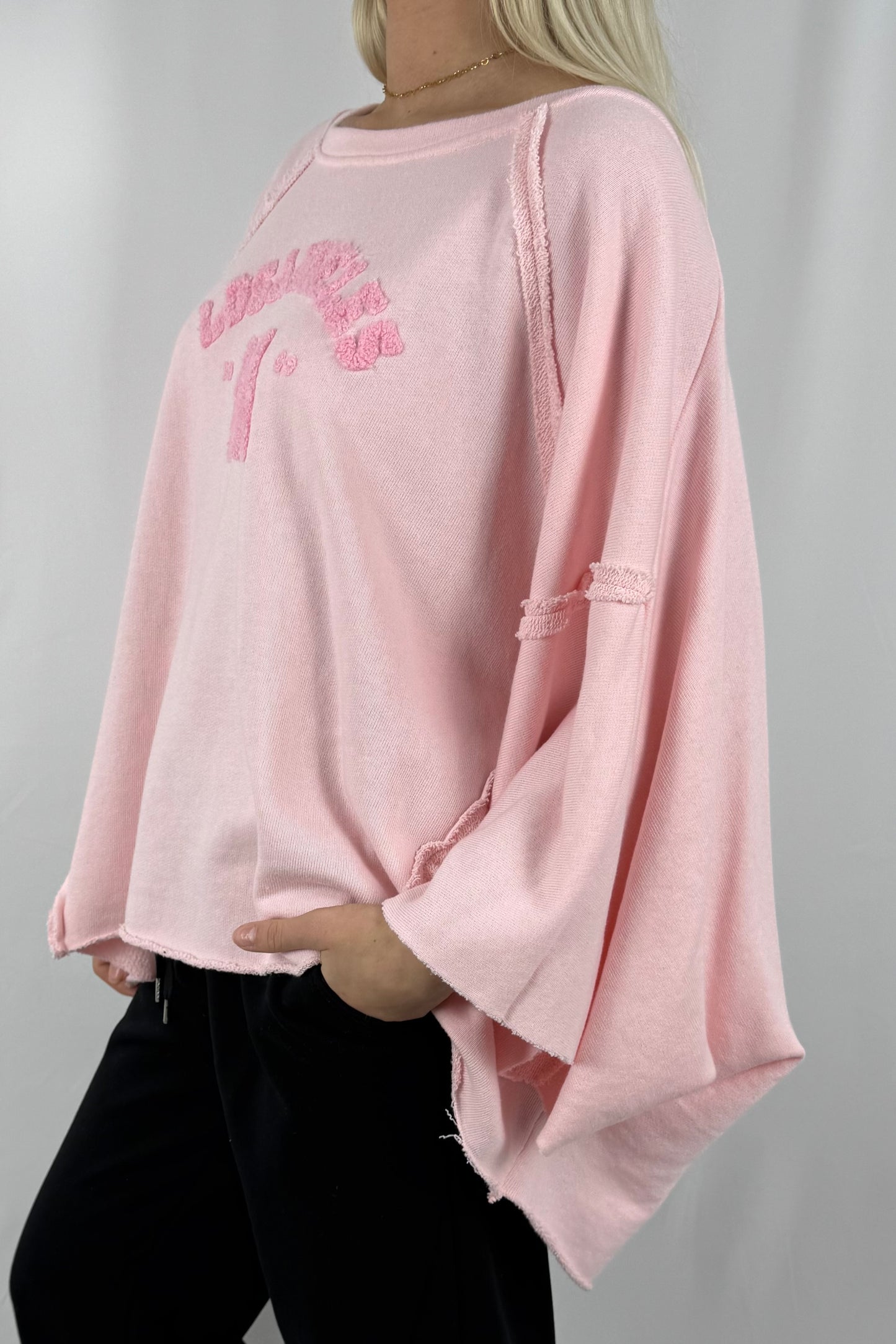Oversize Damen Sweatshirt mit Los Angeles LA Schriftzug-Rosa
