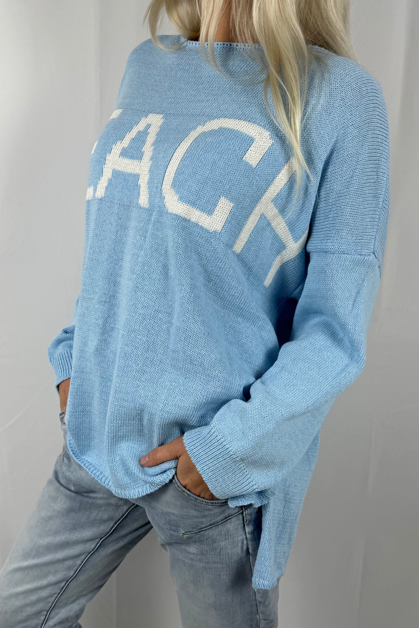 Damen Strickpullover „BEACH“ –Hellblau