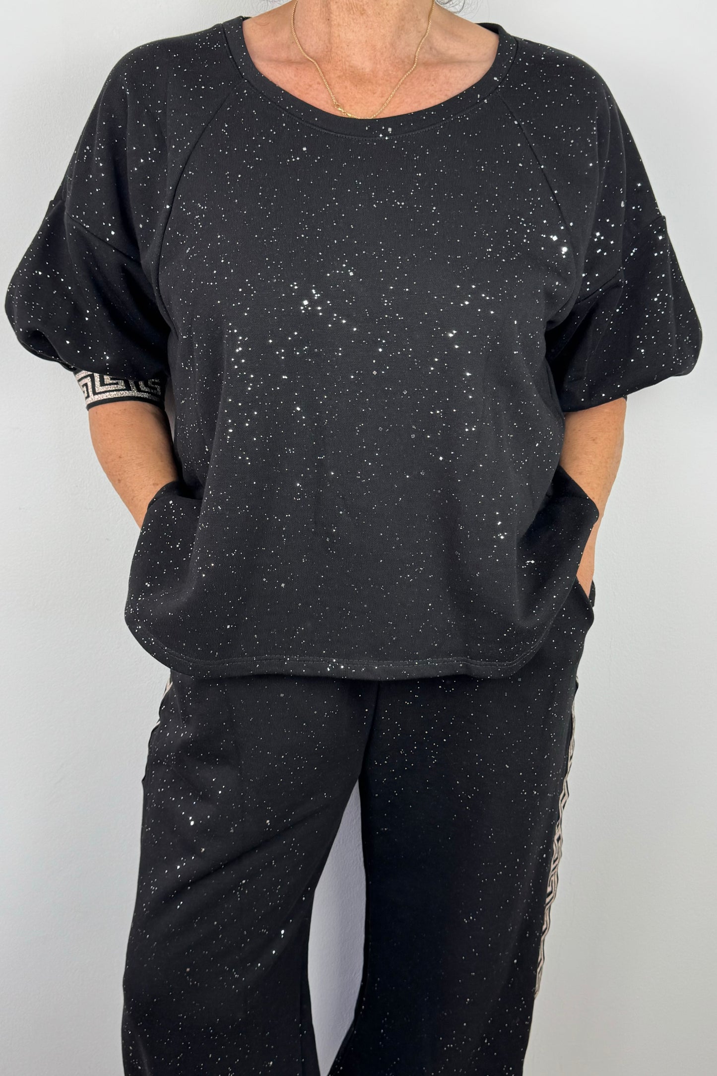 Glitzer Damen-Shirt – Design-Ärmel & modischer Look