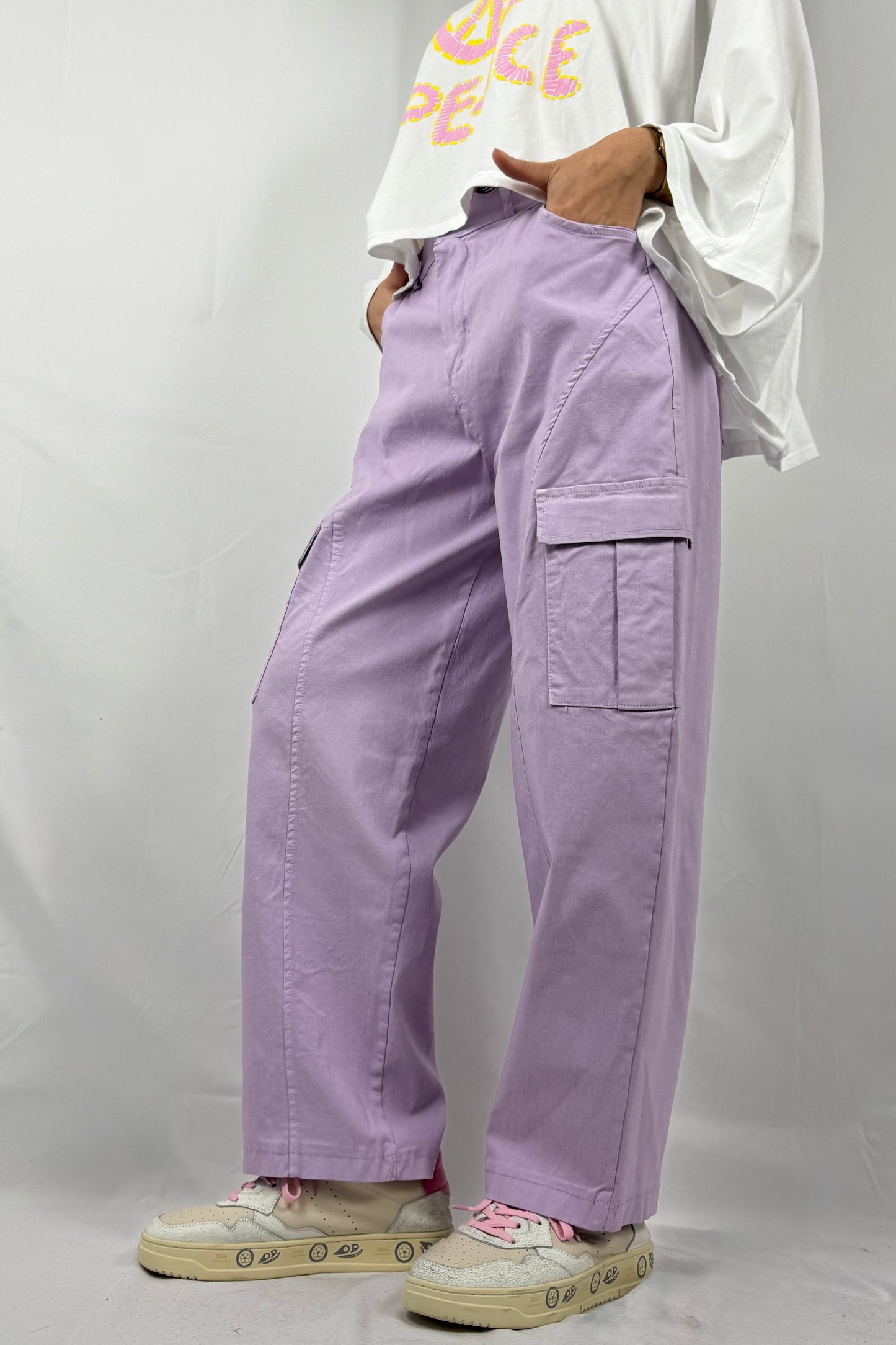 Damen Cargo Hose Oversize –Lilla