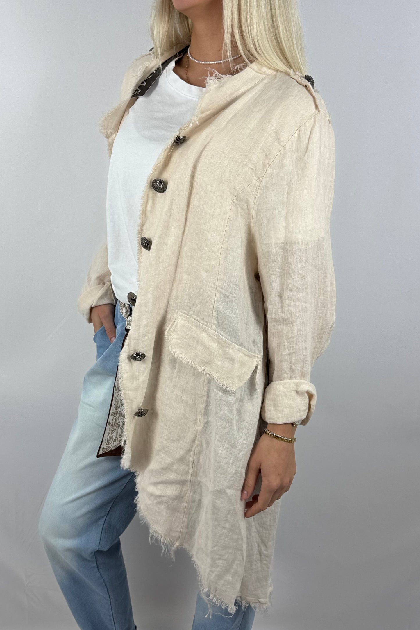 Leinenmantel „Casual Chic“ – leicht & stylisch-Beige