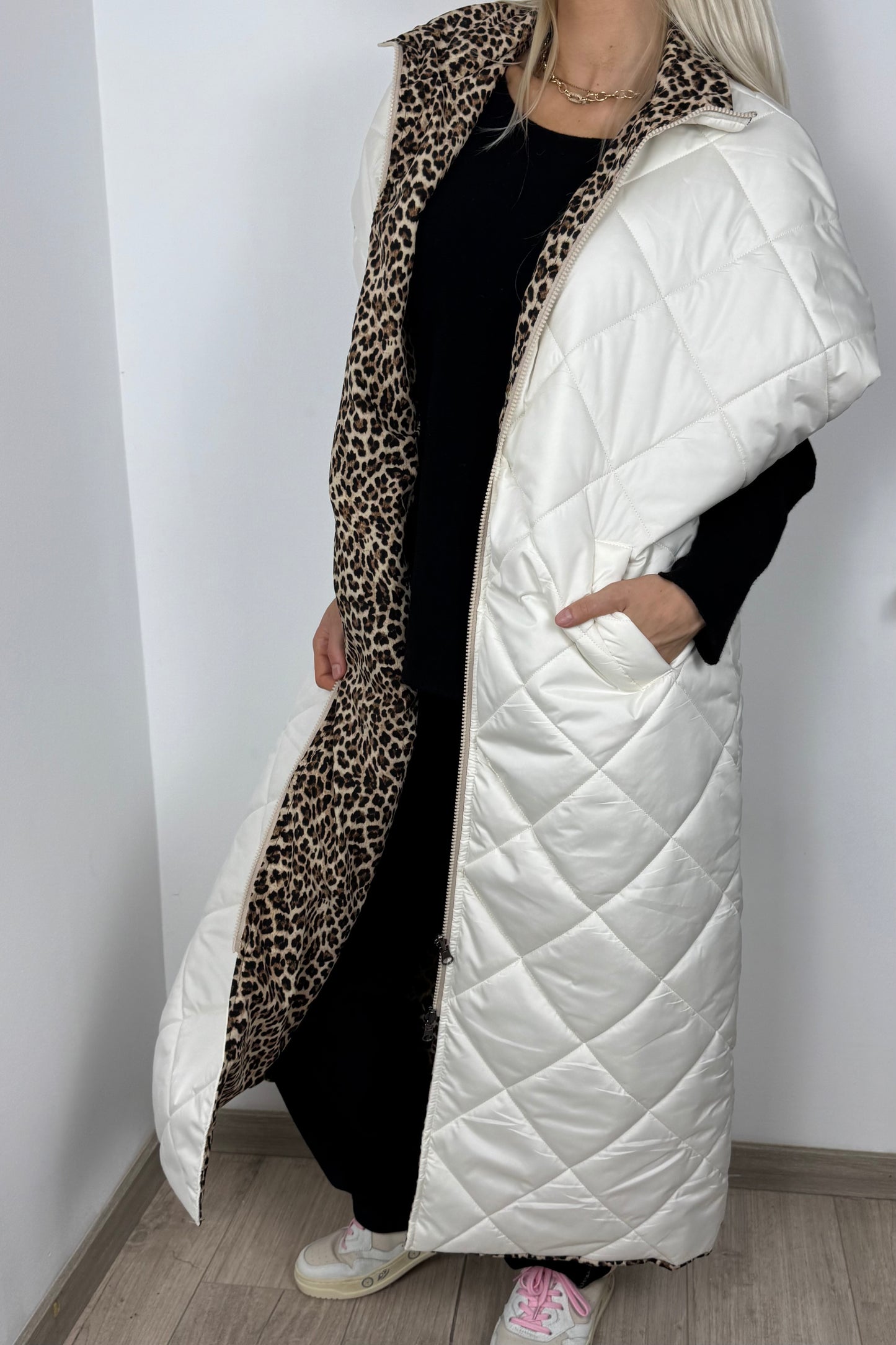 Wende-Steppweste mit trendigem Design-Weiß