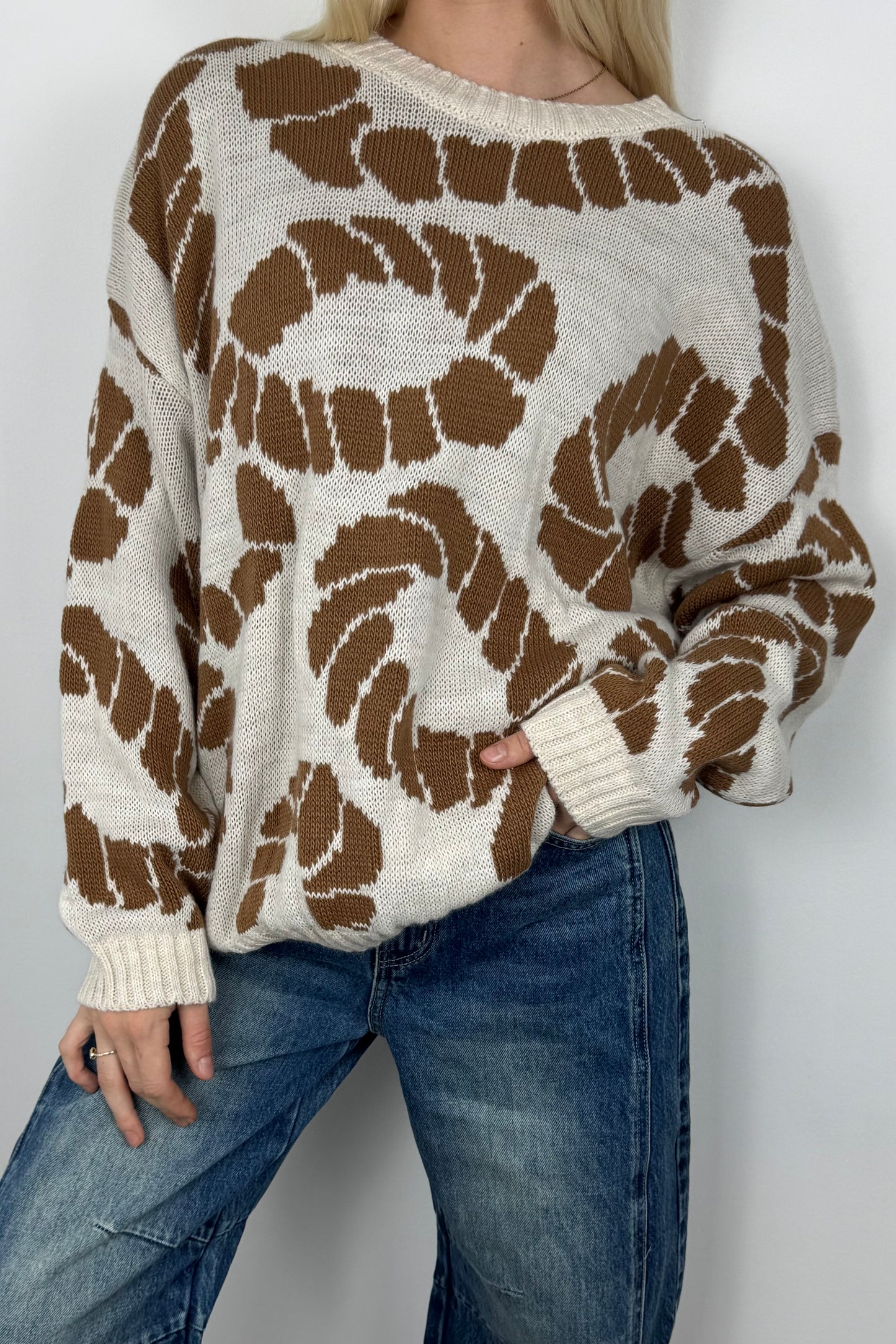 Pullover mit modernem Muster-Beige
