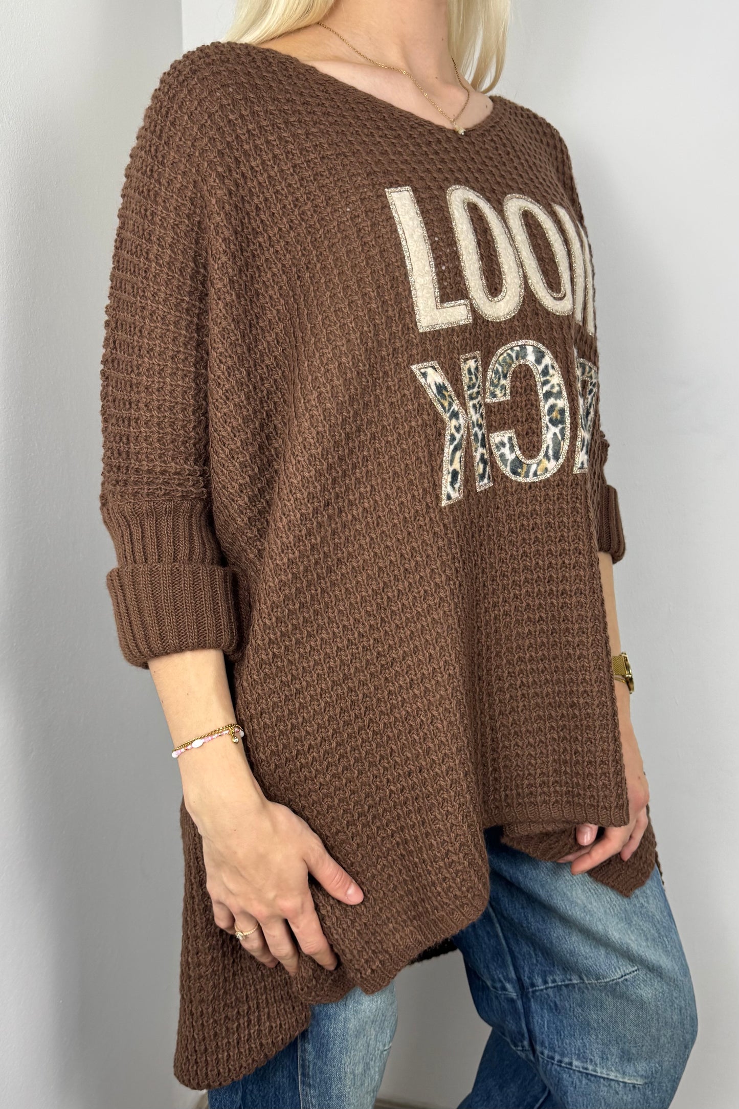 Oversize Pullover mit Statement-Print-Choco