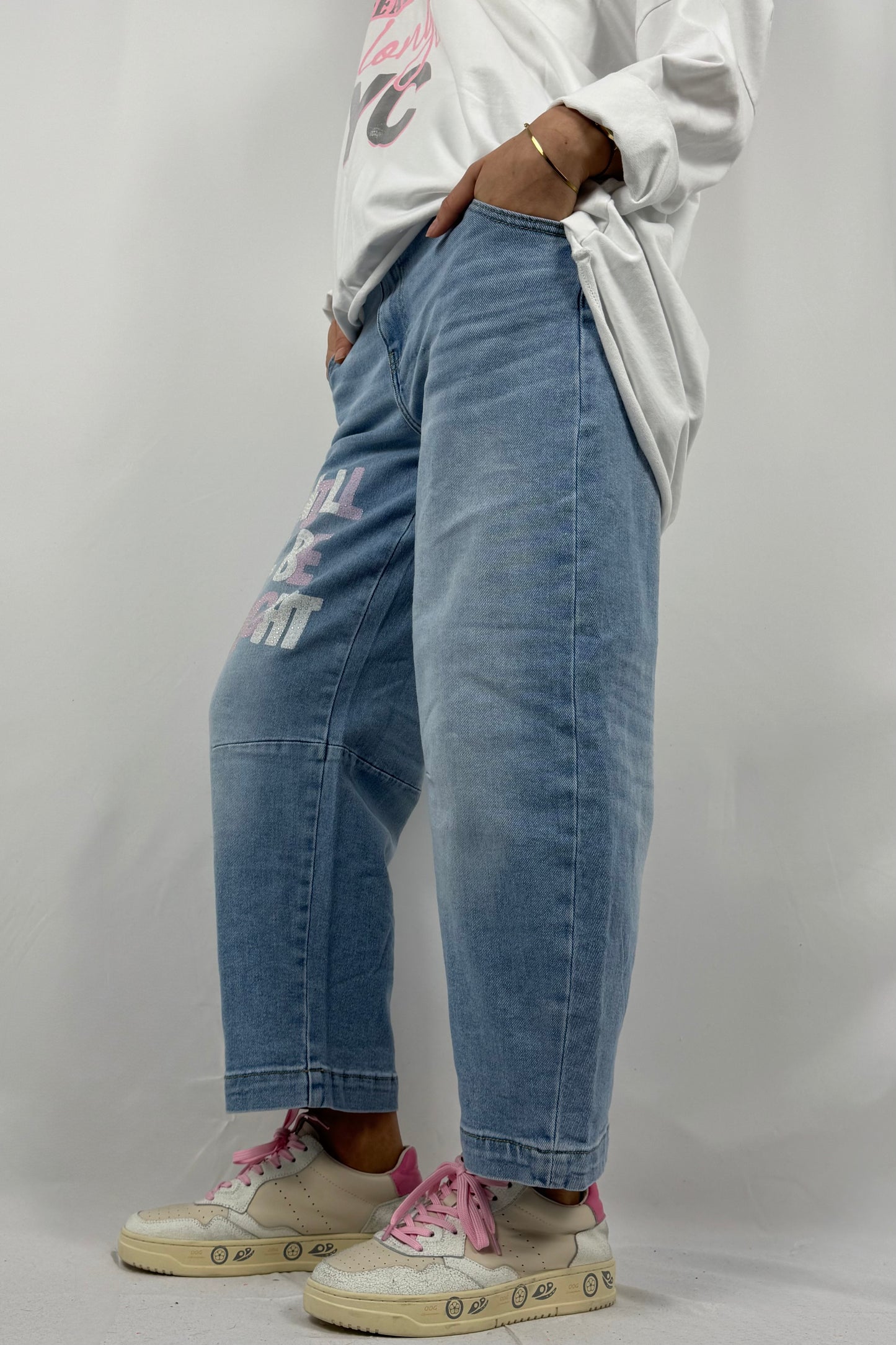Damen Jeans mit Print IT WILL ALL BE ALRIGHT