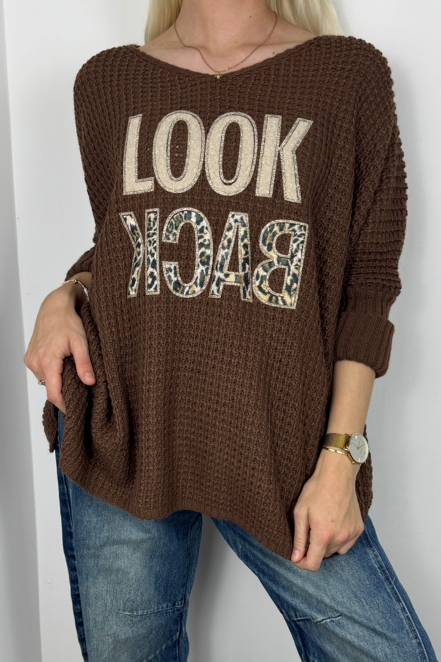 Oversize Pullover mit Statement-Print-Choco