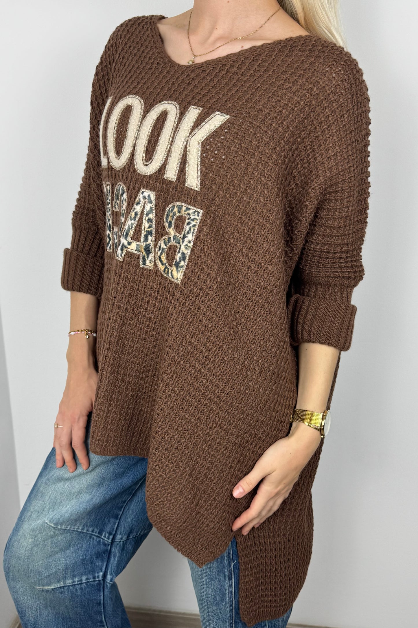 Oversize Pullover mit Statement-Print-Choco