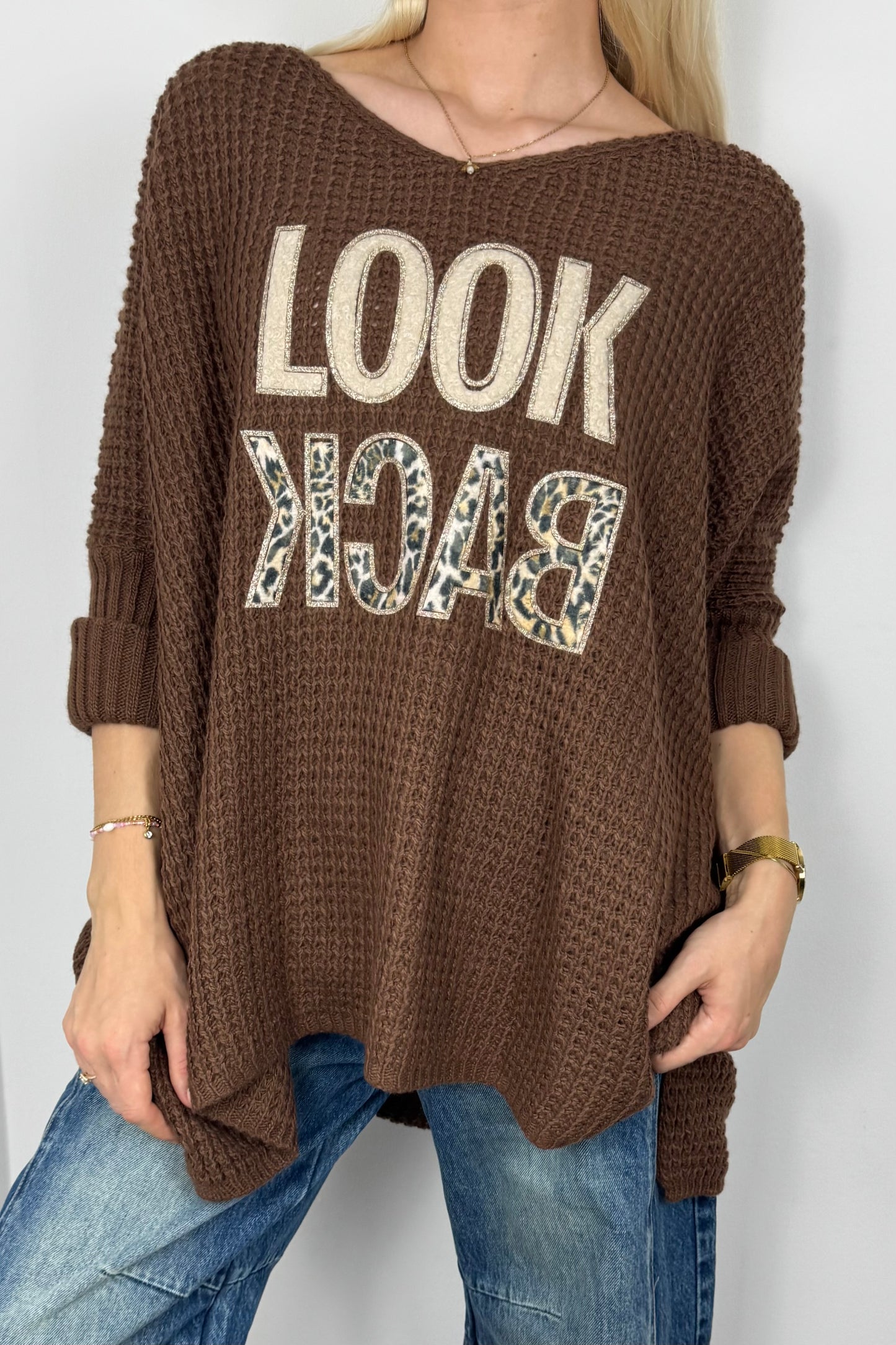 Oversize Pullover mit Statement-Print-Choco