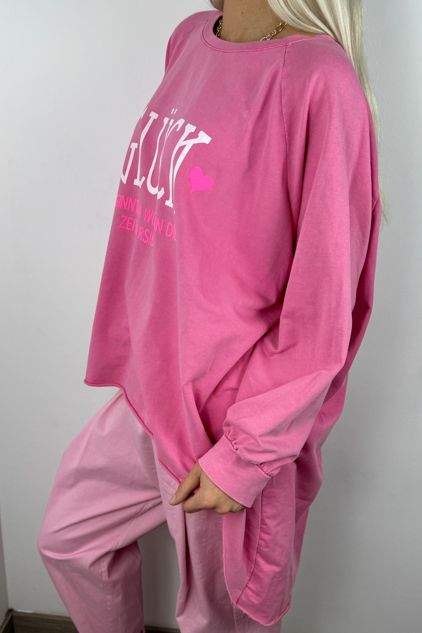 Oversize Shirt „Glück“ –Pink