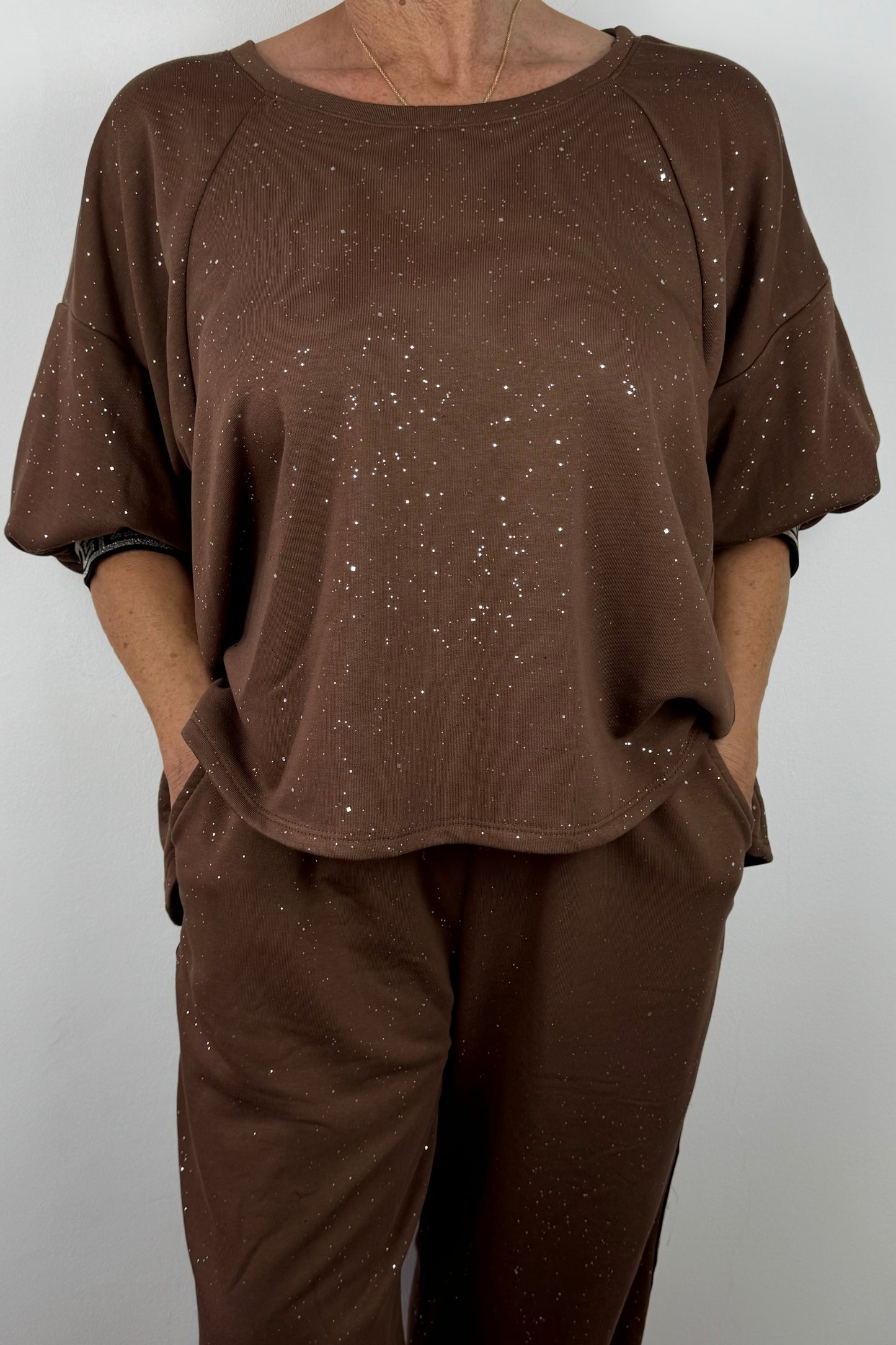 Glitzer-Shirt Damen – Raffinierte Ärmel & bequemer Schnitt
