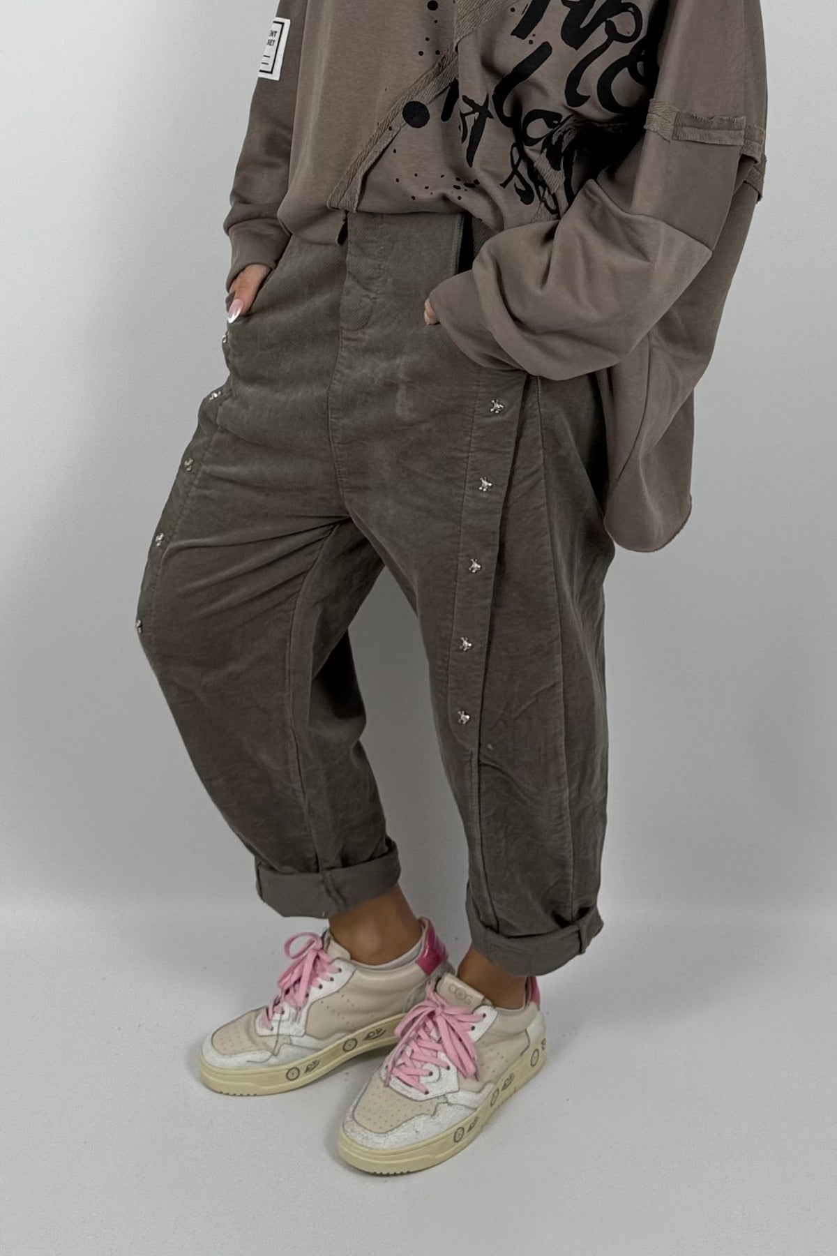 Damen Hose mit Schmuckdetails – Mud