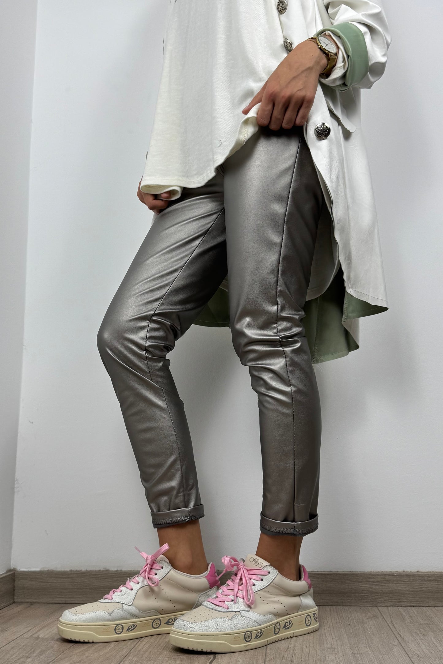 Stretch Leggings mit High-Waist Bund –Dunkel Grau