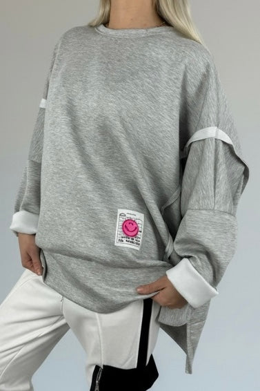Oversize Sweatshirt mit Patch-Detail-Grau