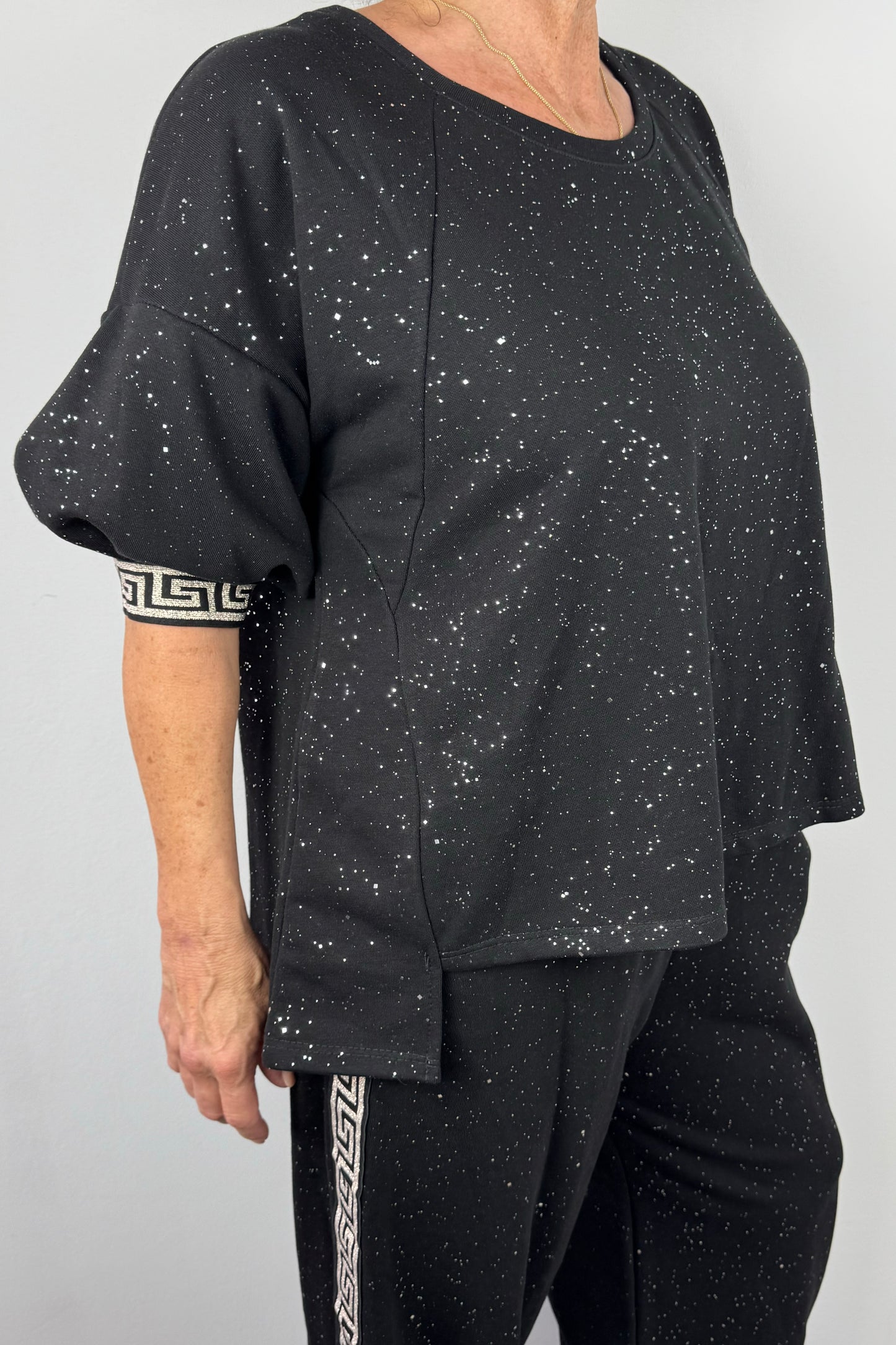 Glitzer Damen-Shirt – Design-Ärmel & modischer Look
