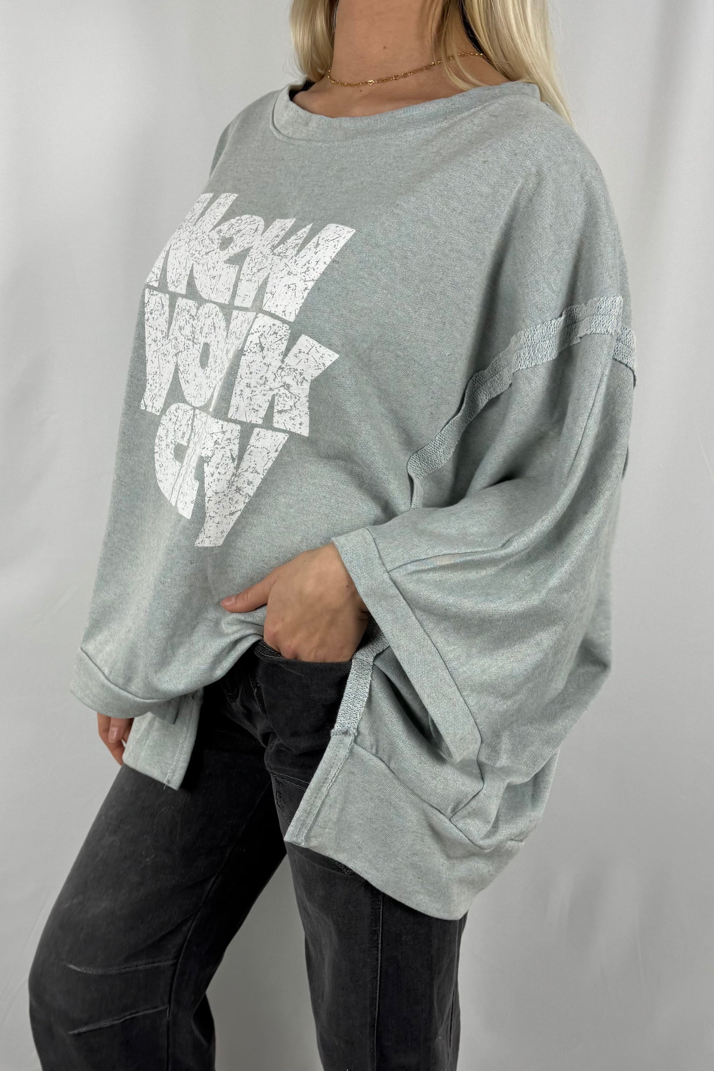 Damen Oversize Shirt „New York City“-Hellblau
