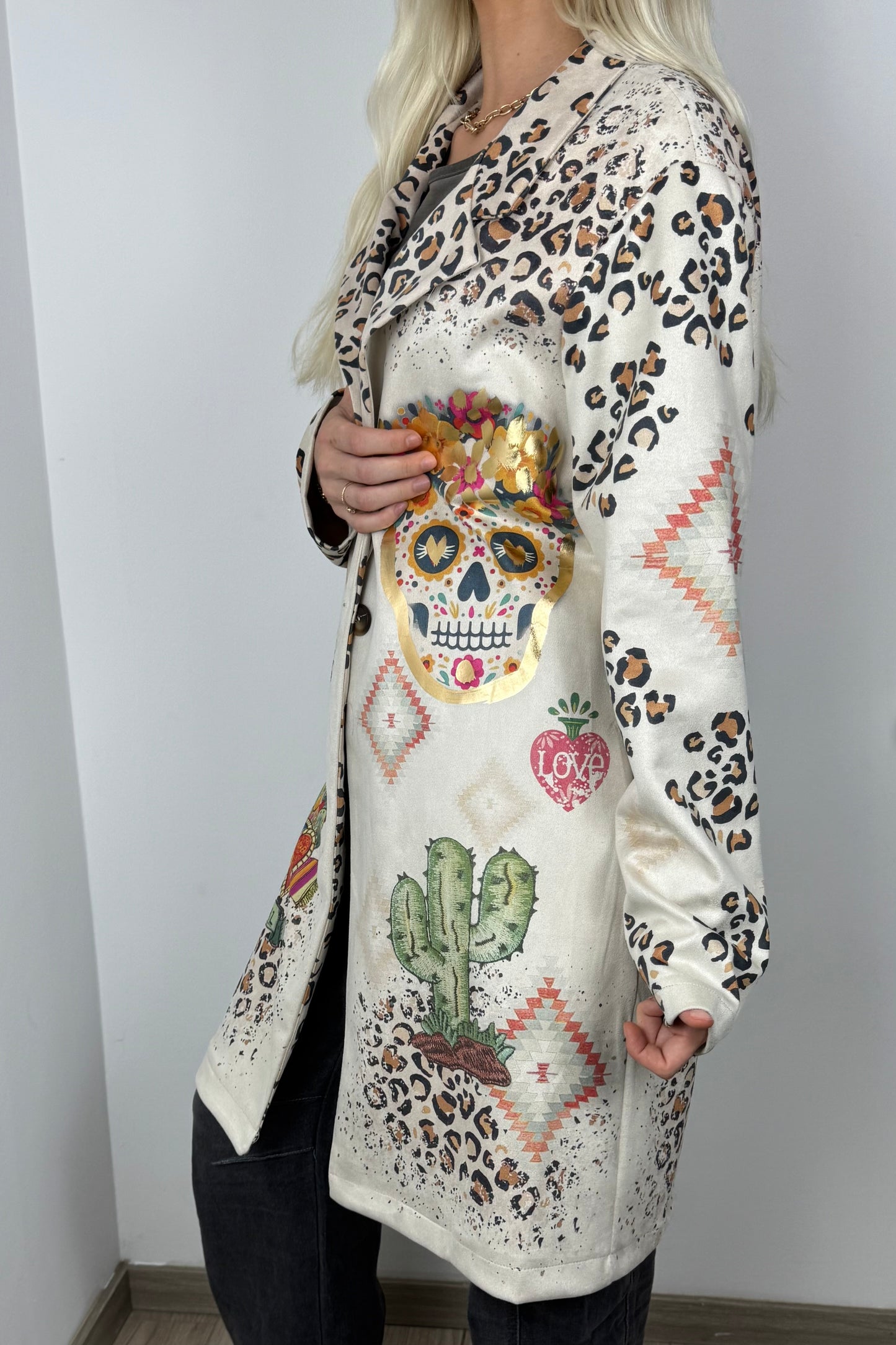 Mantel „Sugar Skull & Cactus“ im Boho-Mexico Style