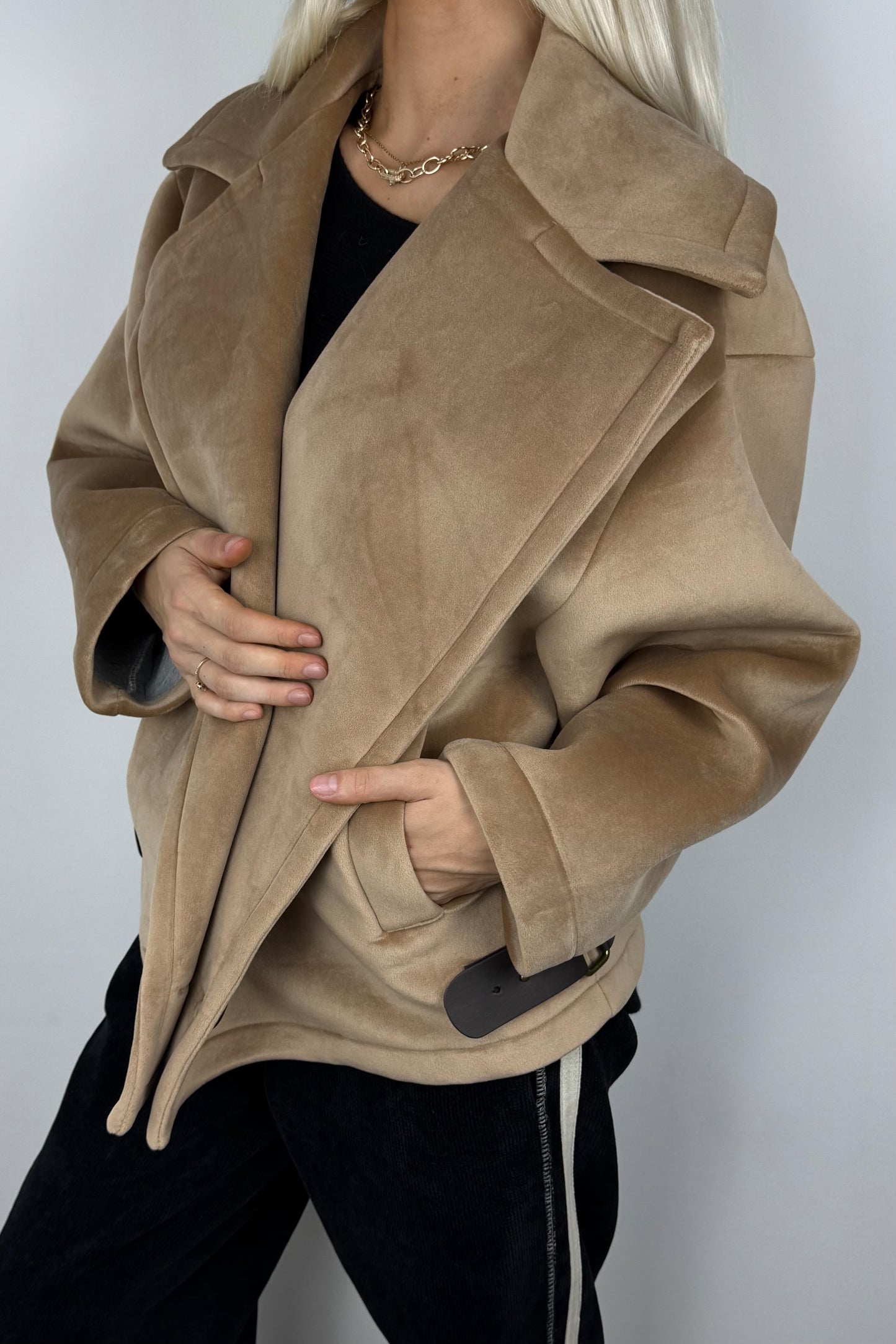 Elegante Kurzjacke mit Gürtel-Detail-Cammel