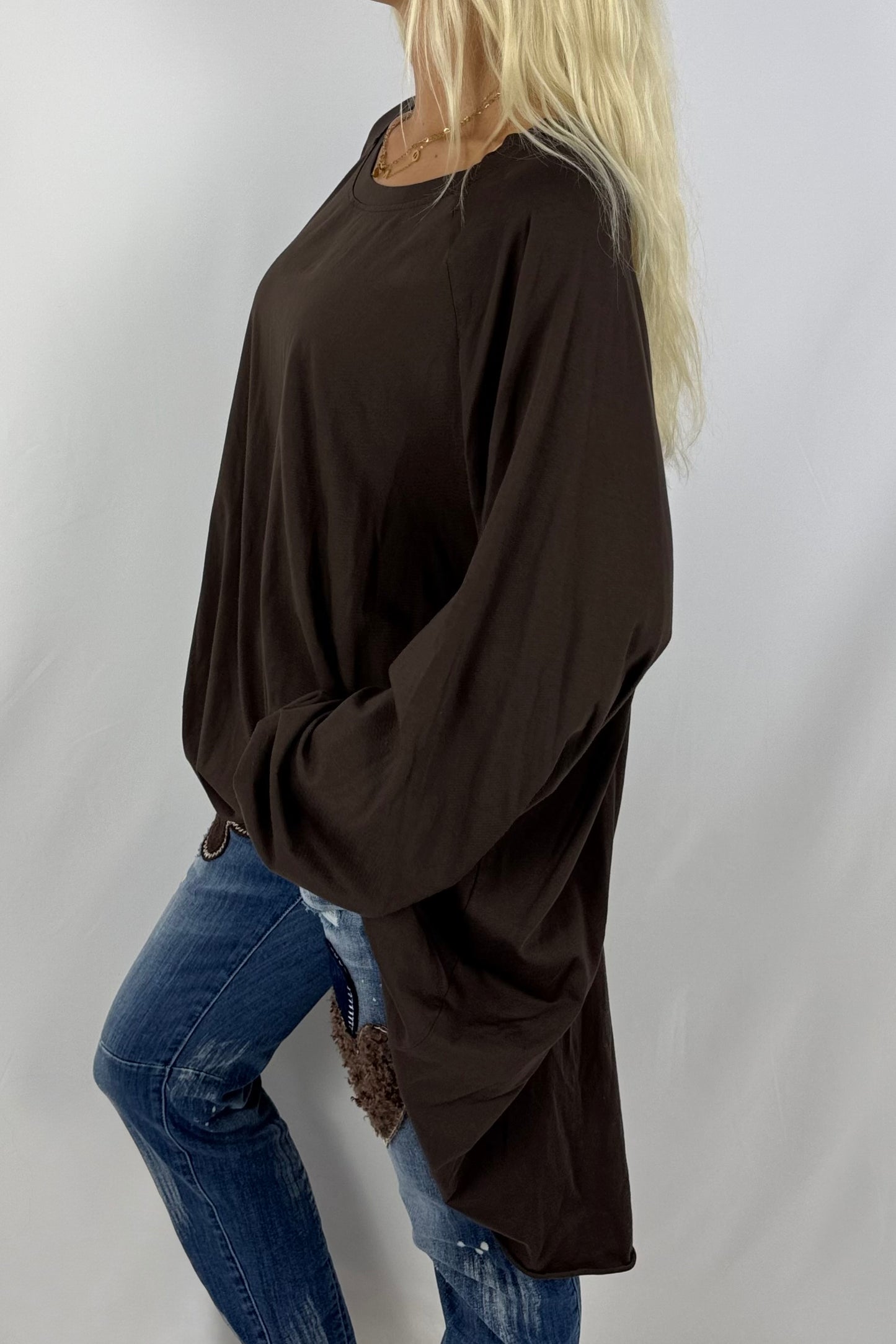 Oversize Longshirt „Wild at Heart“-Schoko