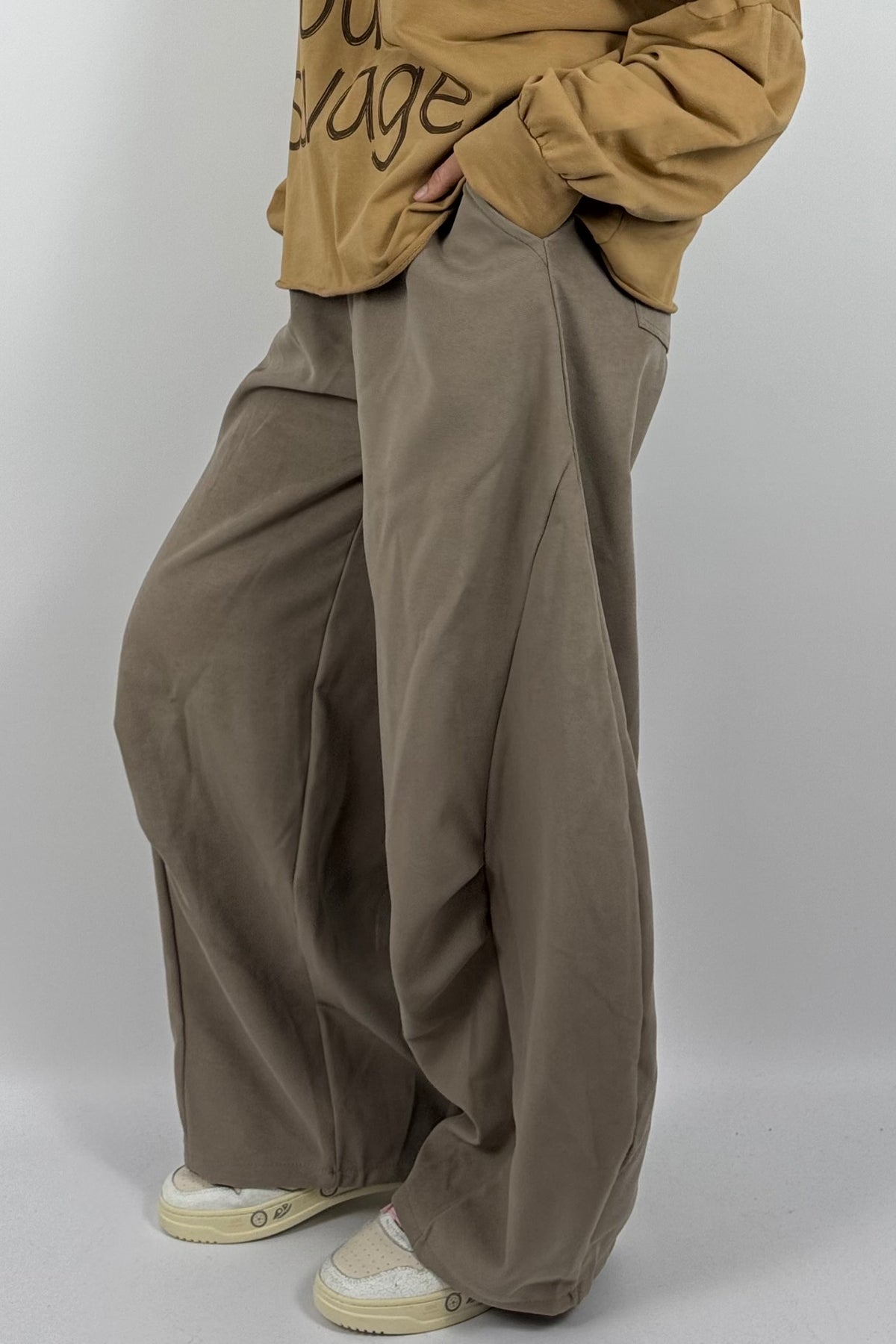 Lässige Baggy-Hose mit Leo-Bindeband – mud