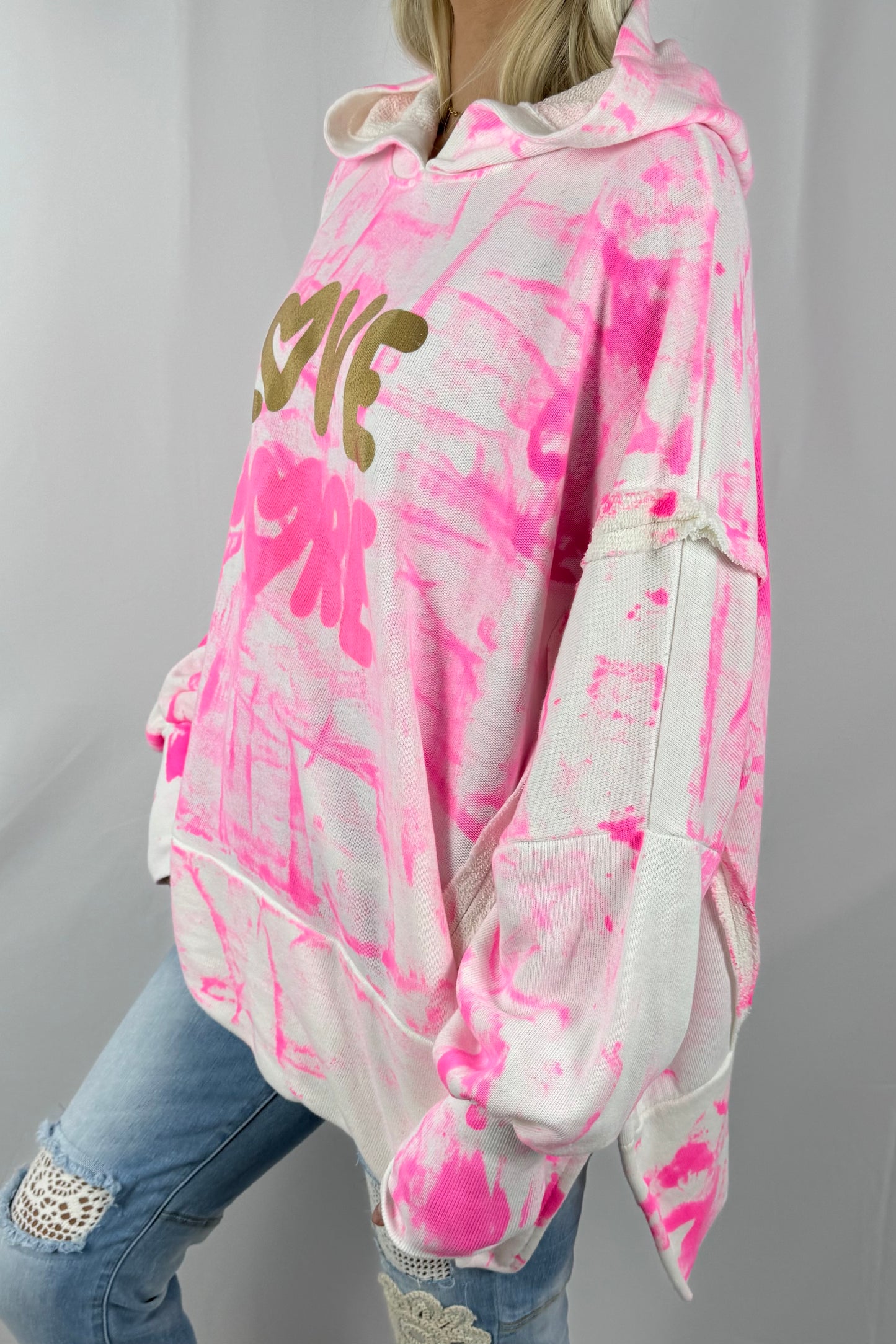 Oversize Pullover „Love More“-Pink
