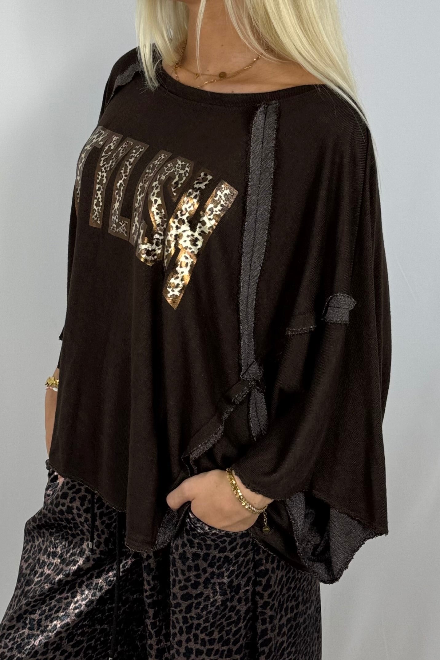 Oversize Shirt „STYLISH“ – Schoko