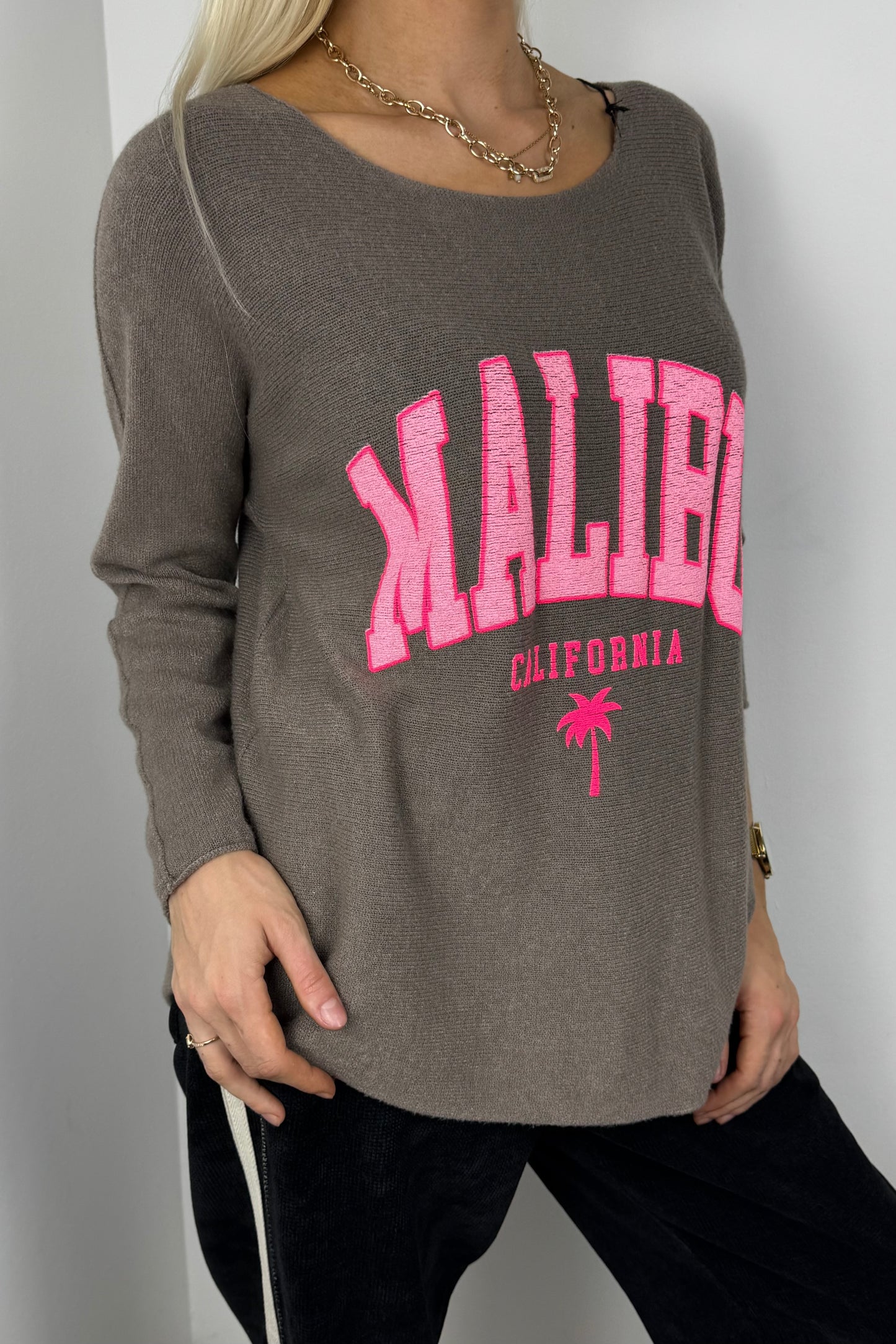 Damen Shirt mit Malibu-Print und lockerem Schnitt-Mud