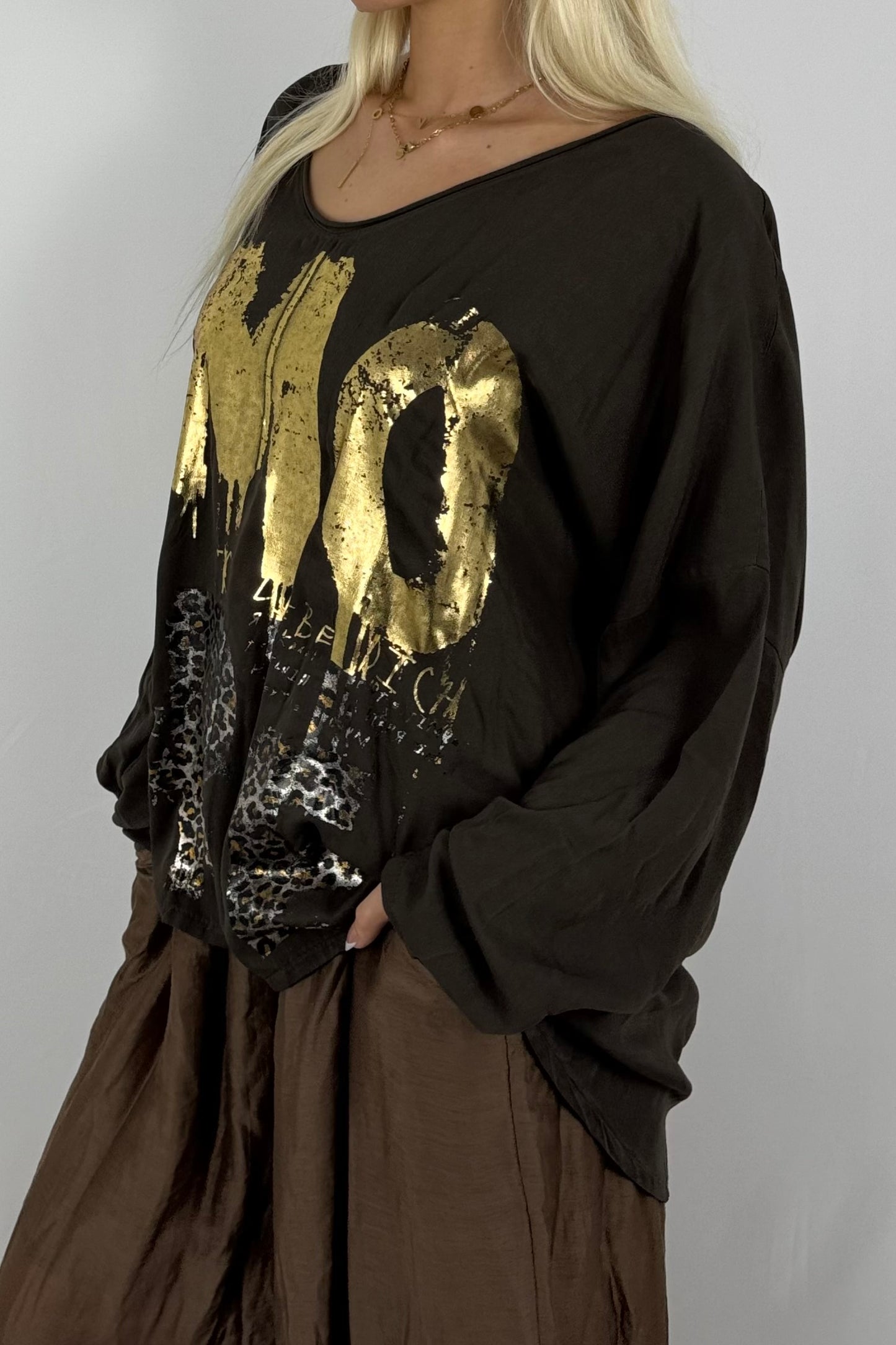 Oversize-Shirt mit Statement-Print-Schoko