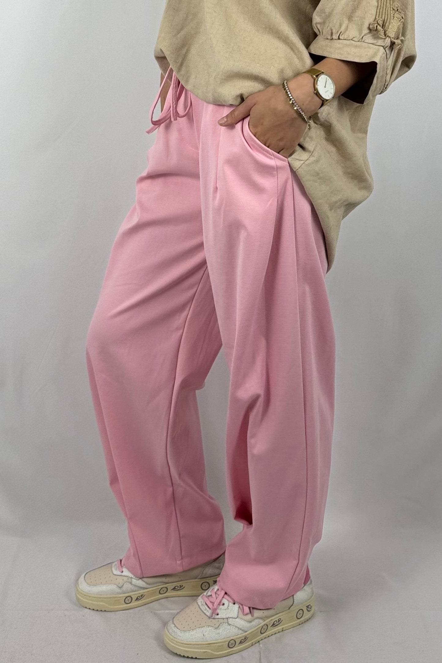 Paperbag-Hose in Rosa – Komfort trifft Eleganz-Rosa