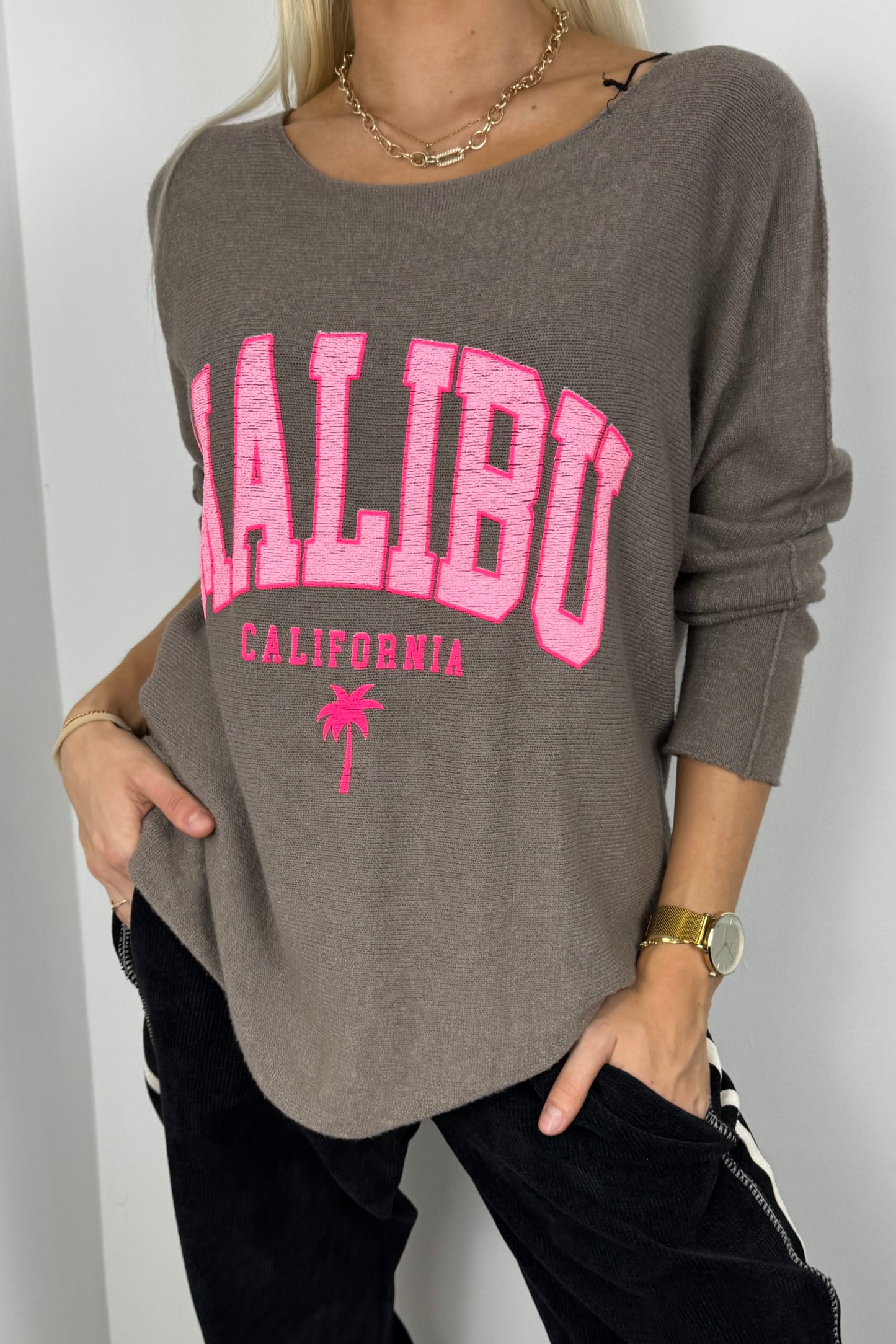 Damen Shirt mit Malibu-Print und lockerem Schnitt-Mud