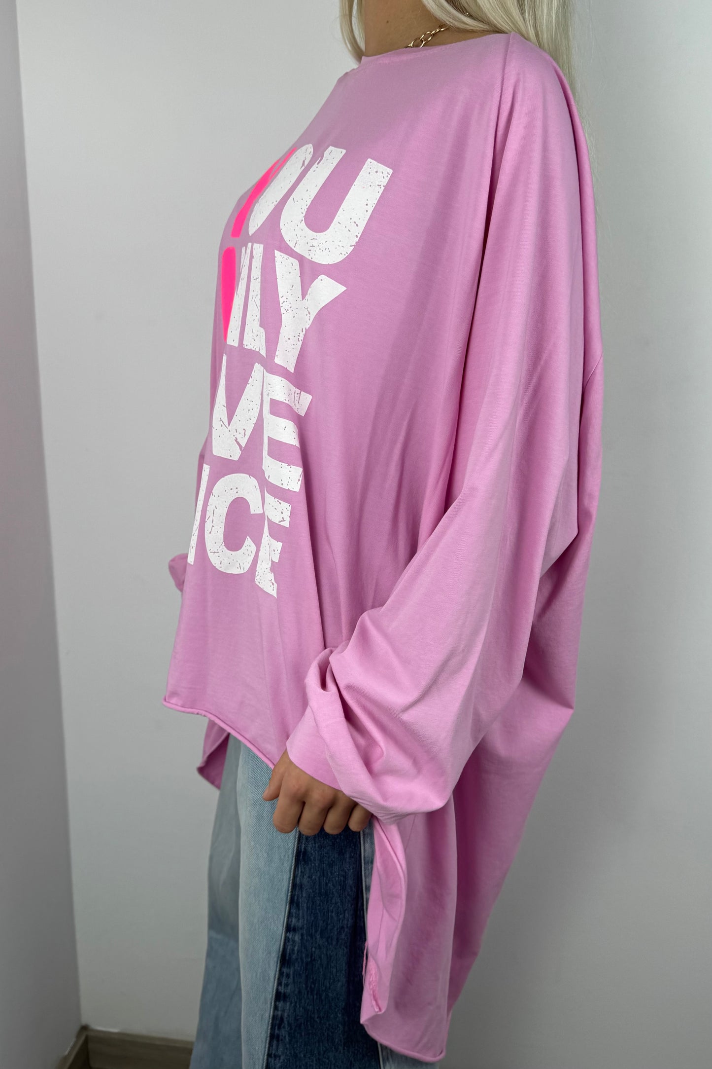 Oversize Shirt „YOLO“ –Barbie Pink