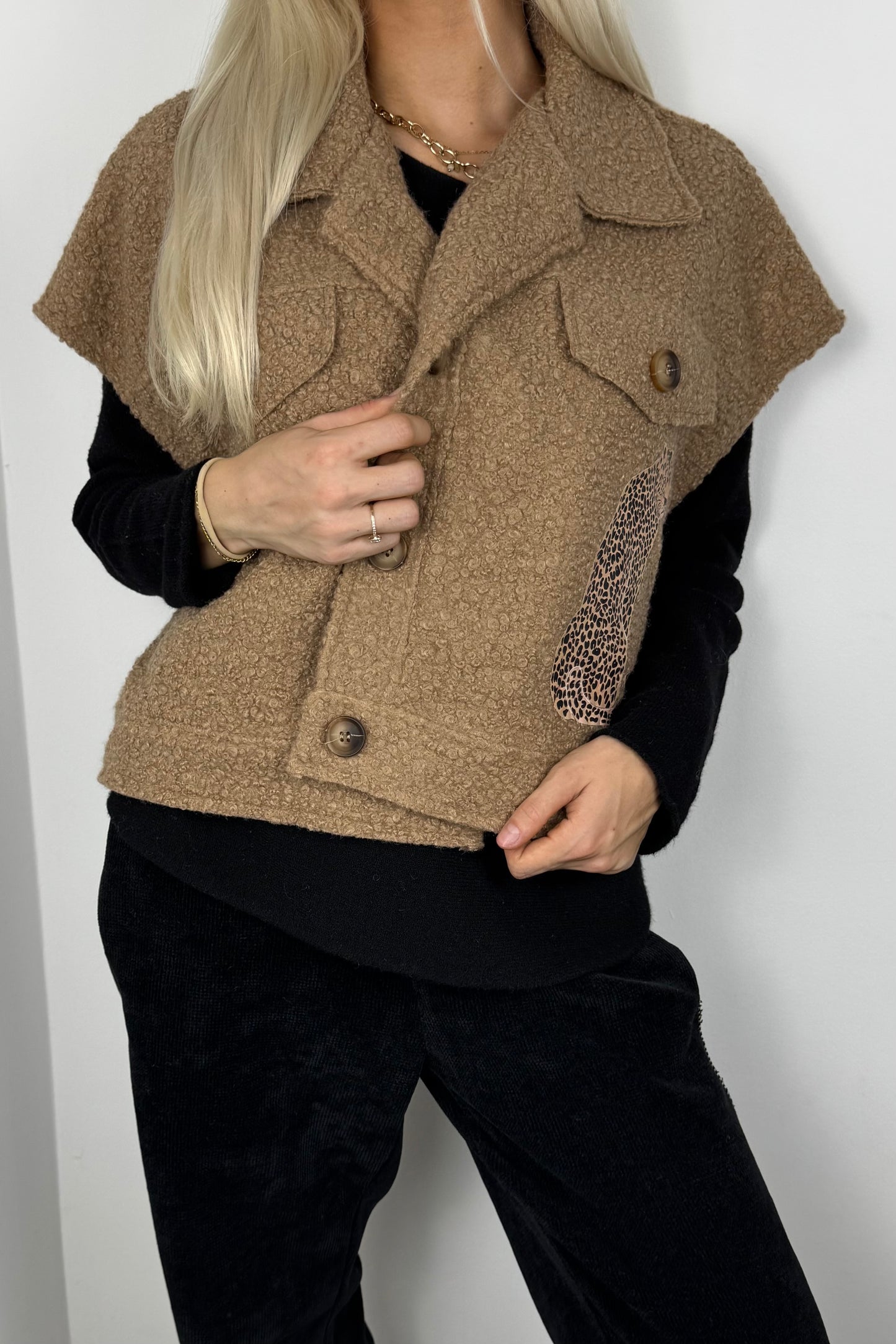 Stylische Weste mit Leoparden-Print-Cammel