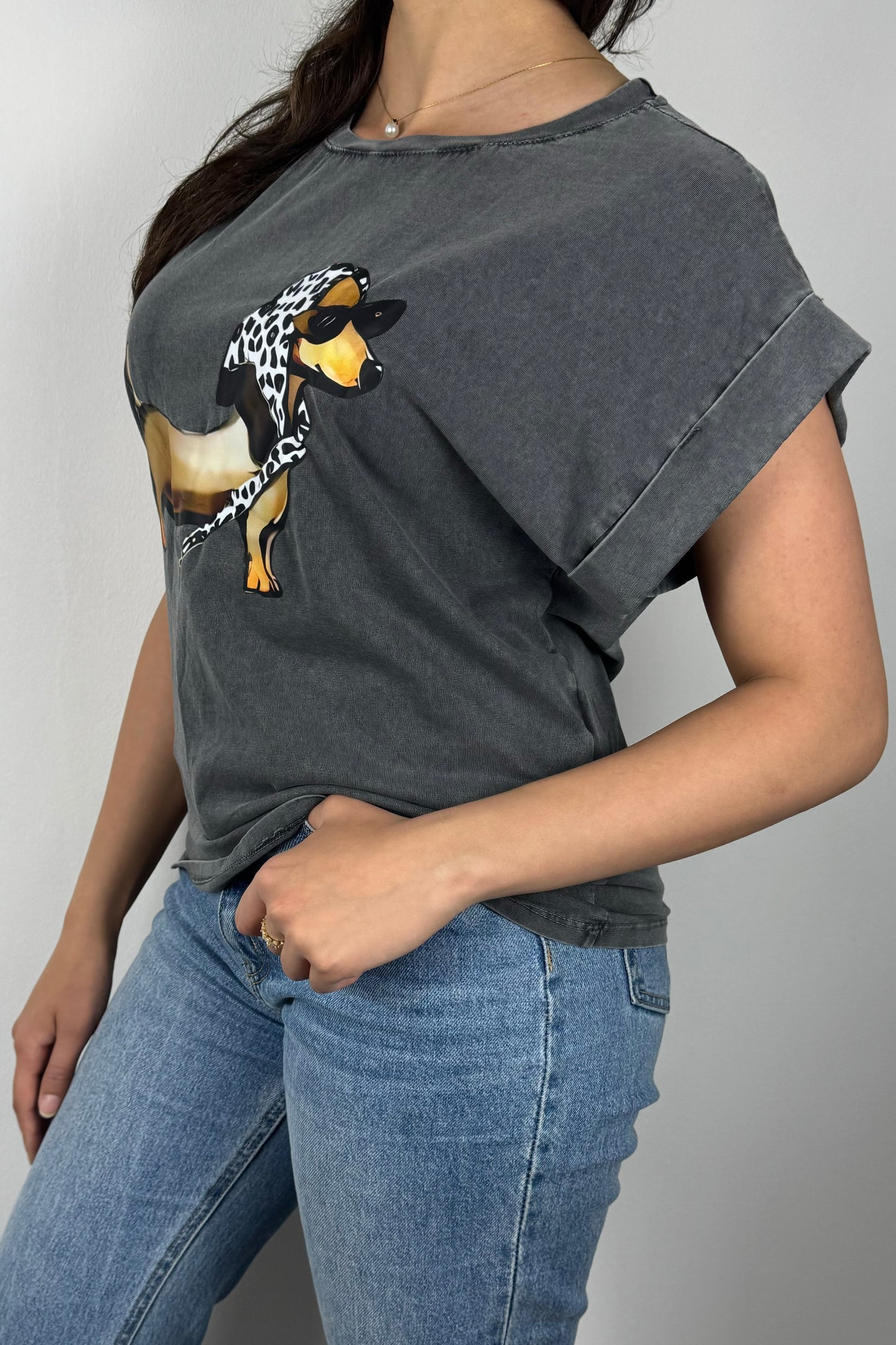 T-Shirt mit Dackel-Print – Lustiges Hundemotiv im Retro-Style