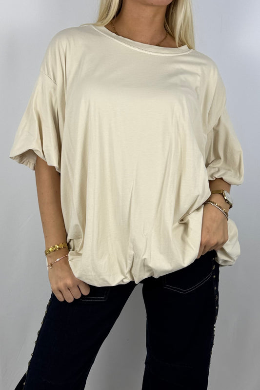 Basic Oversize Shirt mit Puffärmeln – Butter