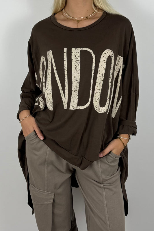 Oversize Shirt mit „LONDON“-Print – Schoko