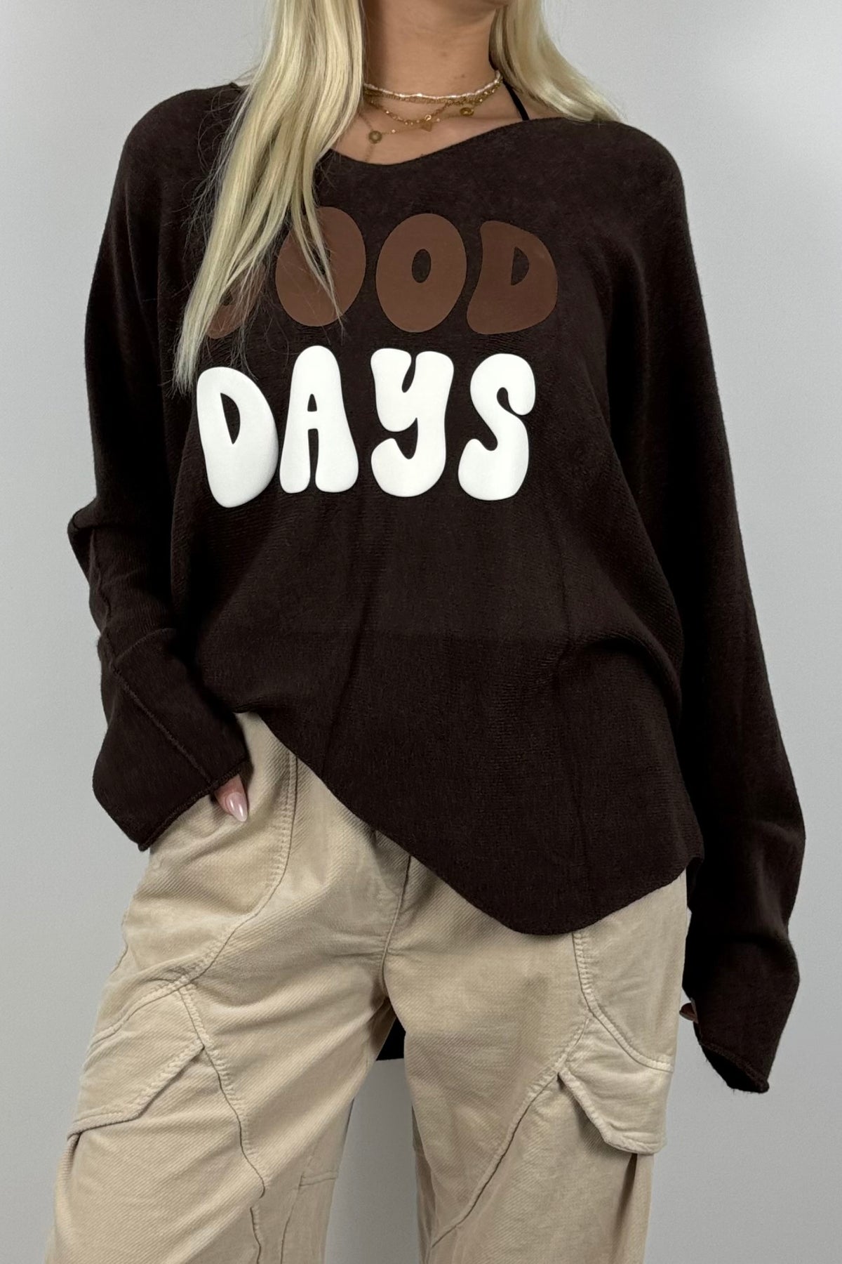 GOOD DAYS Shirt / Feinstrick-Pullover-Schoko