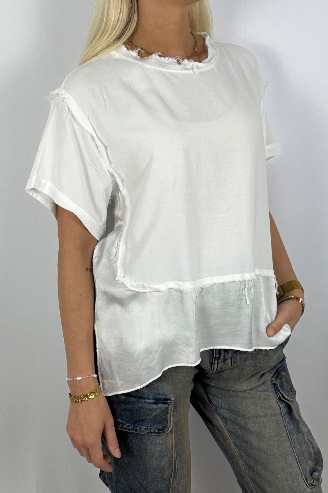 Damen Bluse mit Lagenlook –Weiß